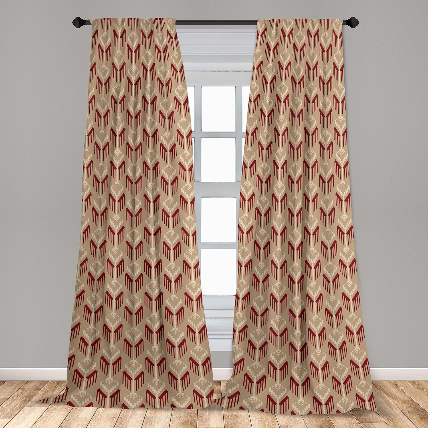 imageAmbesonne Exotic Boho Curtains Simple Design Modern Linear Flamingo Pattern with Leaves Neutral Art Window Treatments 2 Panel Set for Living Room Bedroom Pair of 28 x 63 Pale Azure Blue CoralSlate Brown Burgundy