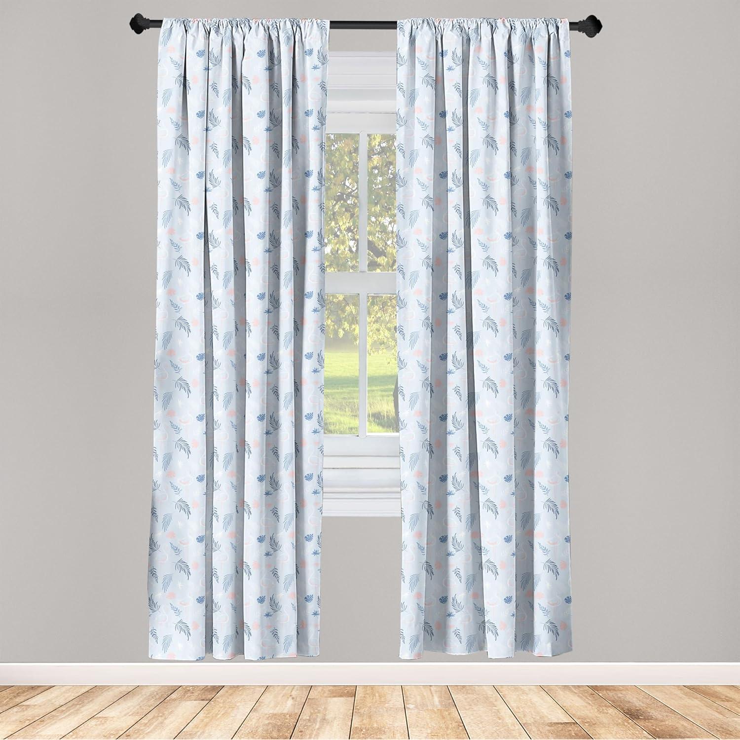 imageAmbesonne Exotic Boho Curtains Simple Design Modern Linear Flamingo Pattern with Leaves Neutral Art Window Treatments 2 Panel Set for Living Room Bedroom Pair of 28 x 63 Pale Azure Blue CoralPale Azure Blue Coral
