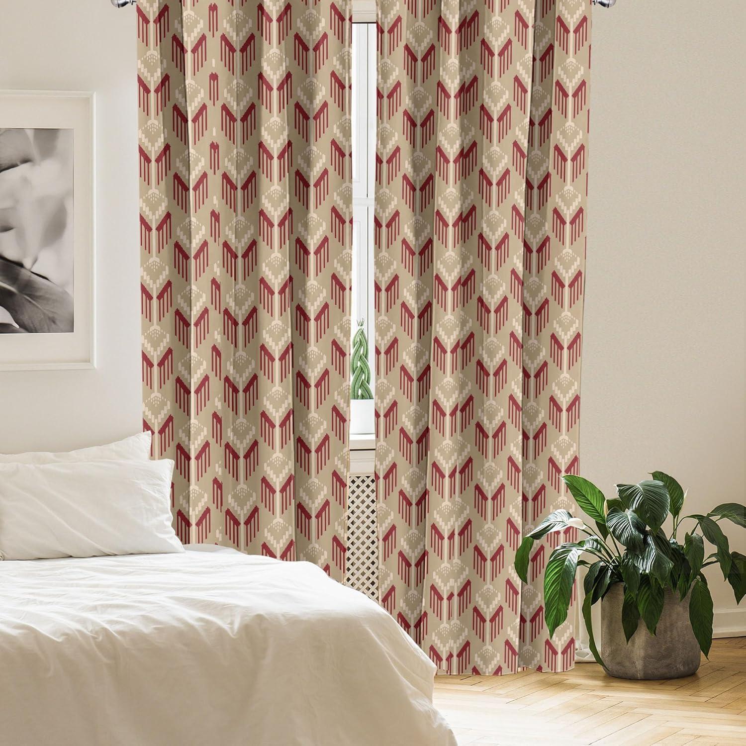imageAmbesonne Exotic Boho Curtains Simple Design Modern Linear Flamingo Pattern with Leaves Neutral Art Window Treatments 2 Panel Set for Living Room Bedroom Pair of 28 x 63 Pale Azure Blue CoralSlate Brown Burgundy
