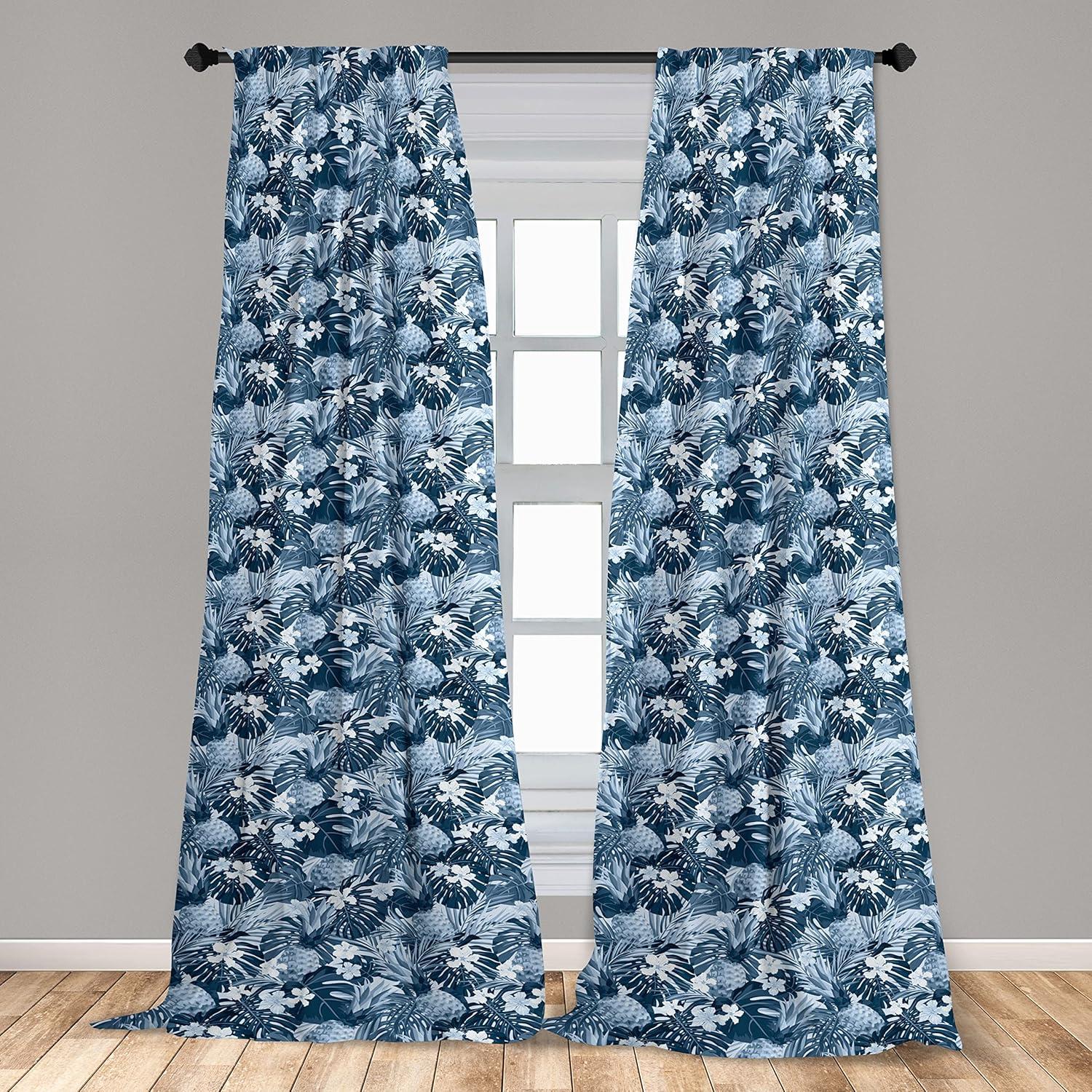 imageAmbesonne Exotic Boho Curtains Simple Design Modern Linear Flamingo Pattern with Leaves Neutral Art Window Treatments 2 Panel Set for Living Room Bedroom Pair of 28 x 63 Pale Azure Blue CoralOff White Pale Azure Blue