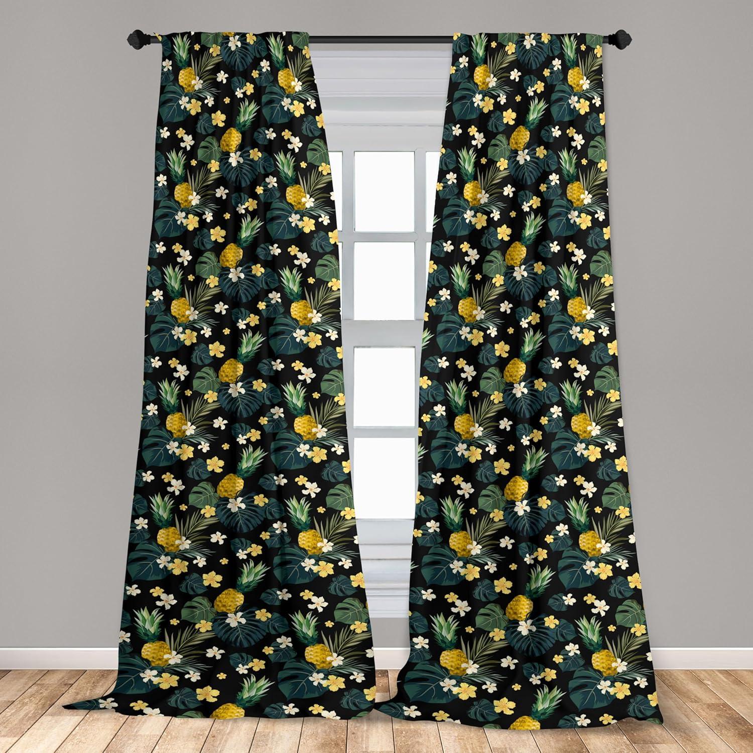 imageAmbesonne Exotic Boho Curtains Simple Design Modern Linear Flamingo Pattern with Leaves Neutral Art Window Treatments 2 Panel Set for Living Room Bedroom Pair of 28 x 63 Pale Azure Blue CoralSea Blue Mustard