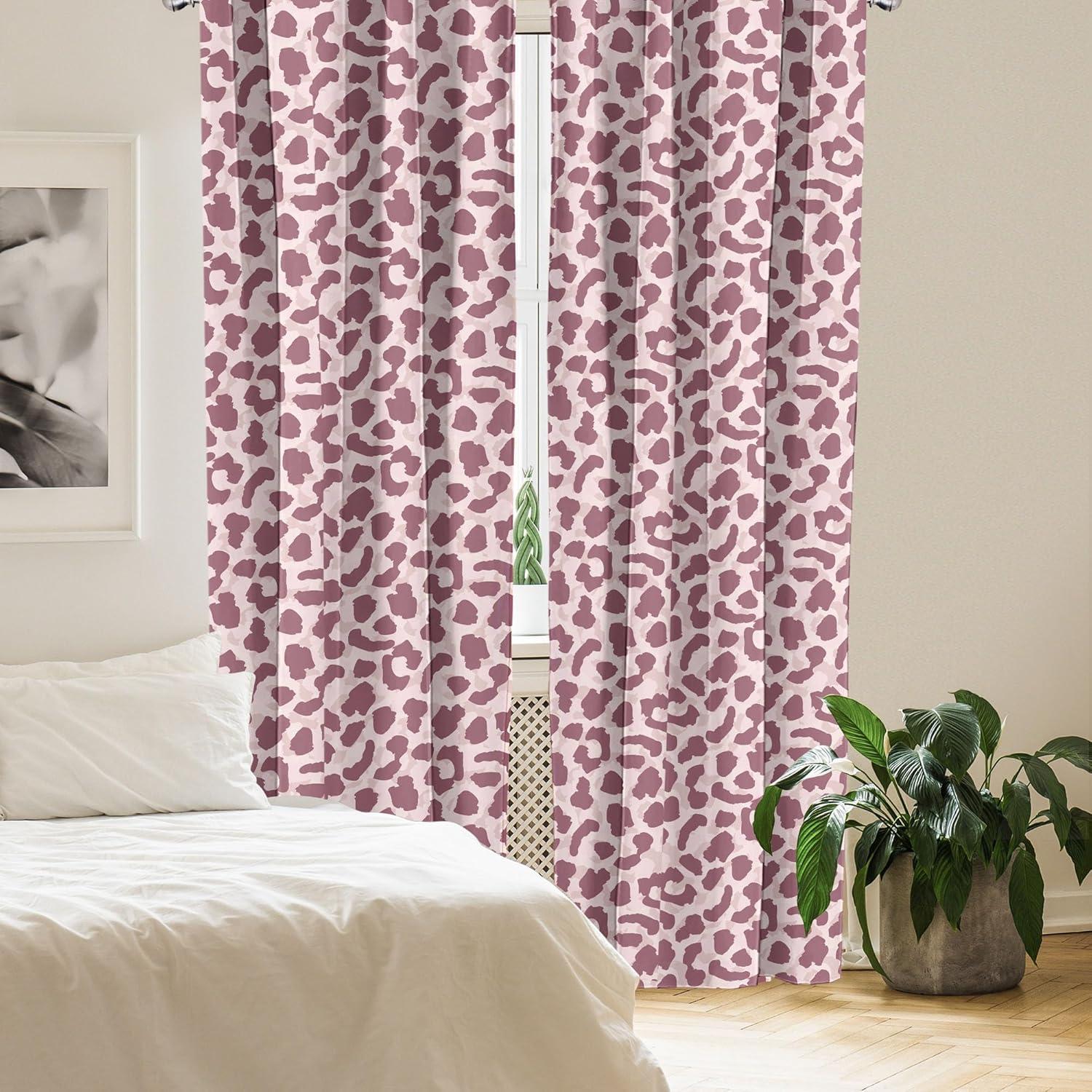 imageAmbesonne Exotic Boho Curtains Simple Design Modern Linear Flamingo Pattern with Leaves Neutral Art Window Treatments 2 Panel Set for Living Room Bedroom Pair of 28 x 63 Pale Azure Blue CoralDried Rose Pale Pink