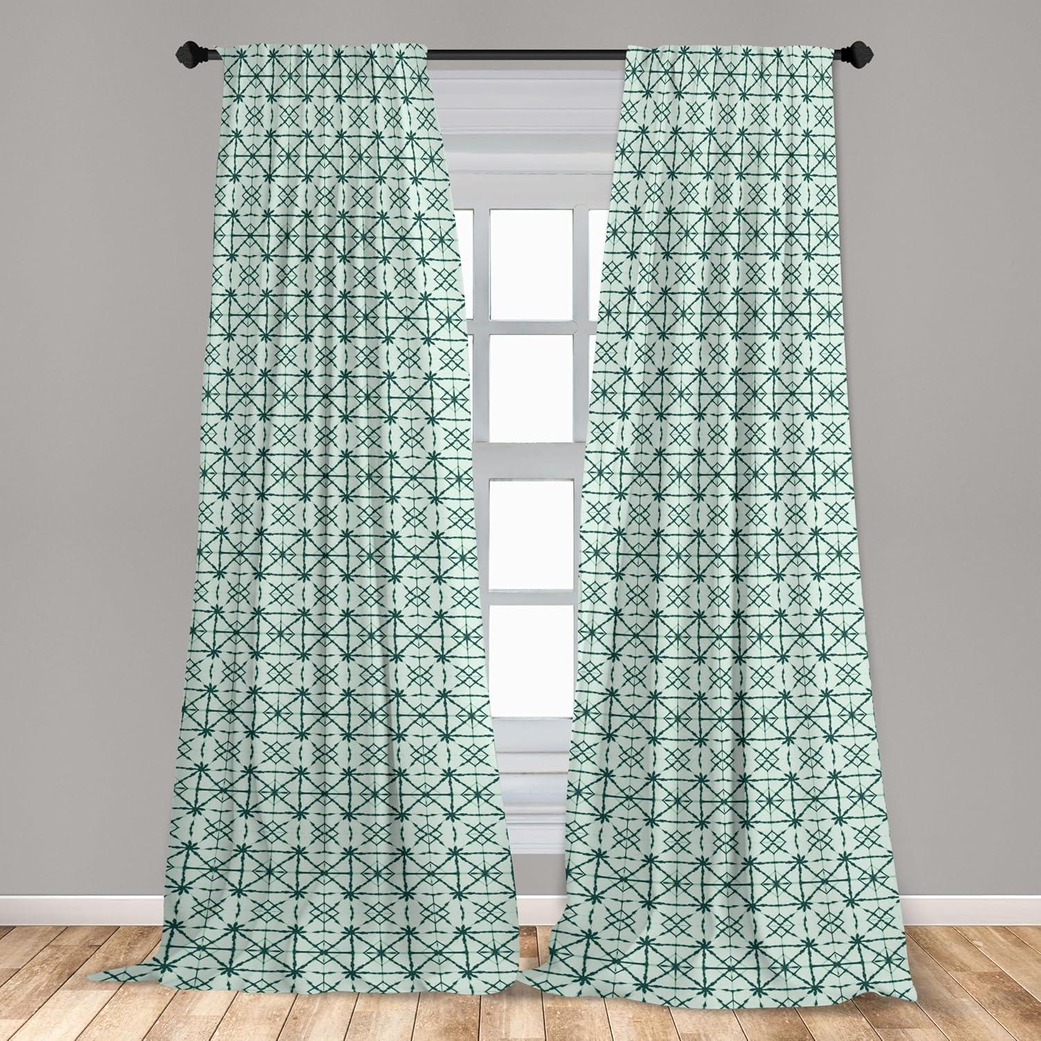 imageAmbesonne Exotic Boho Curtains Simple Design Modern Linear Flamingo Pattern with Leaves Neutral Art Window Treatments 2 Panel Set for Living Room Bedroom Pair of 28 x 63 Pale Azure Blue CoralPale Teal and Forest Green