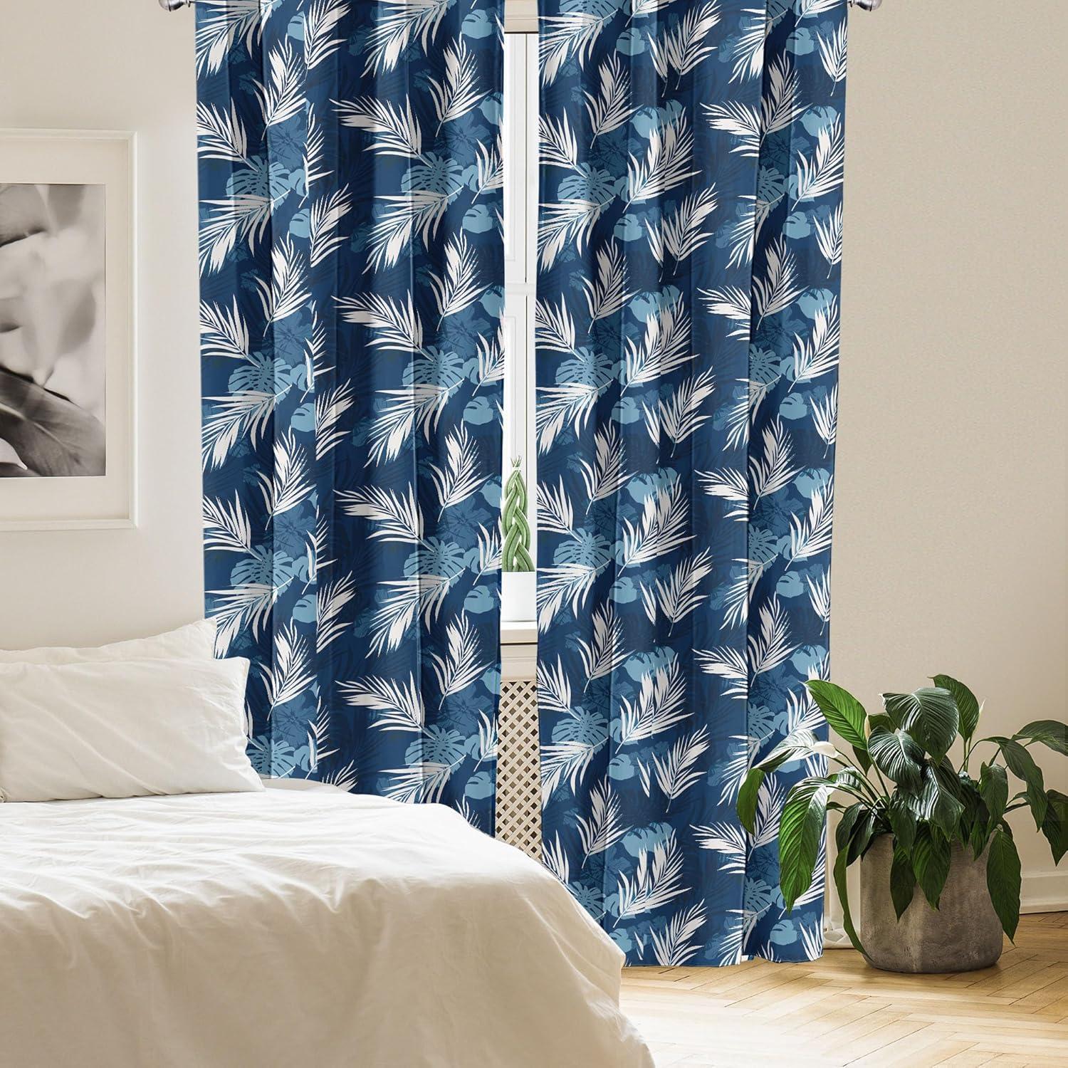 imageAmbesonne Exotic Boho Curtains Simple Design Modern Linear Flamingo Pattern with Leaves Neutral Art Window Treatments 2 Panel Set for Living Room Bedroom Pair of 28 x 63 Pale Azure Blue CoralWhite Dark Lavender