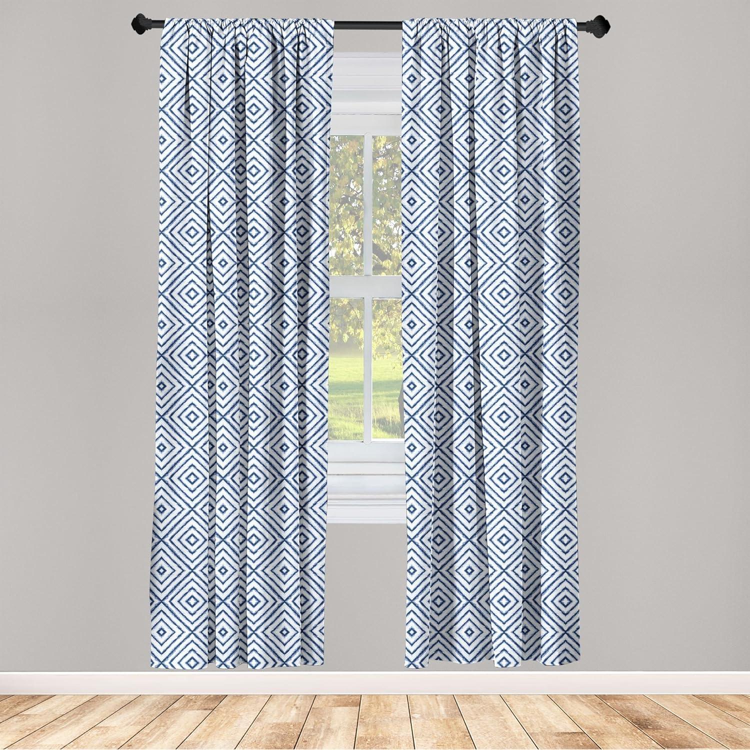 imageAmbesonne Exotic Boho Curtains Simple Design Modern Linear Flamingo Pattern with Leaves Neutral Art Window Treatments 2 Panel Set for Living Room Bedroom Pair of 28 x 63 Pale Azure Blue CoralPale Azure Blue and Dark Blue