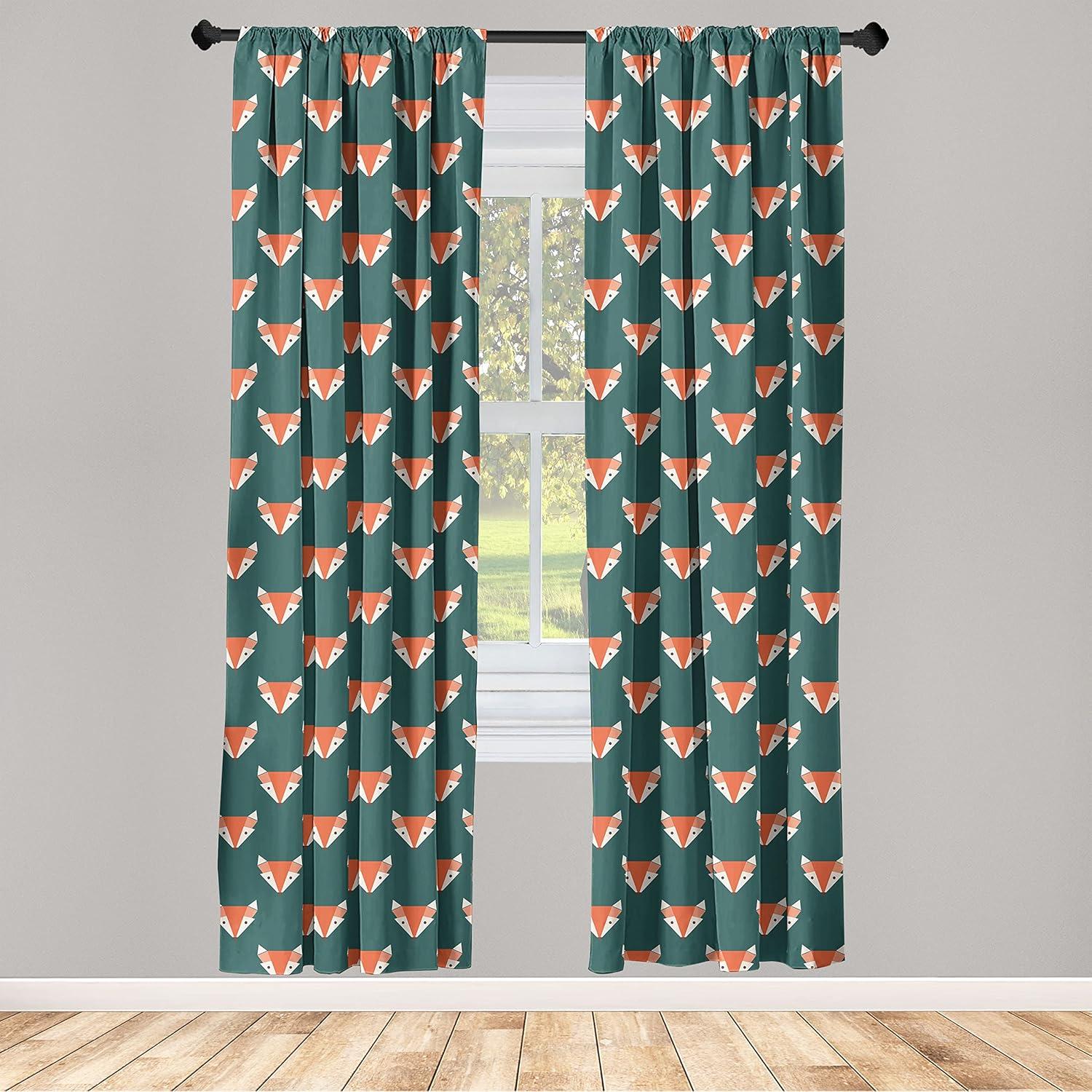 imageAmbesonne Exotic Boho Curtains Simple Design Modern Linear Flamingo Pattern with Leaves Neutral Art Window Treatments 2 Panel Set for Living Room Bedroom Pair of 28 x 63 Pale Azure Blue CoralTeal Burnt Sienna