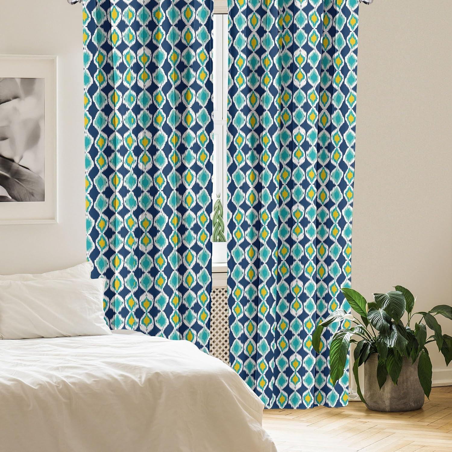imageAmbesonne Exotic Boho Curtains Simple Design Modern Linear Flamingo Pattern with Leaves Neutral Art Window Treatments 2 Panel Set for Living Room Bedroom Pair of 28 x 63 Pale Azure Blue CoralDark Lavender Pale Orange