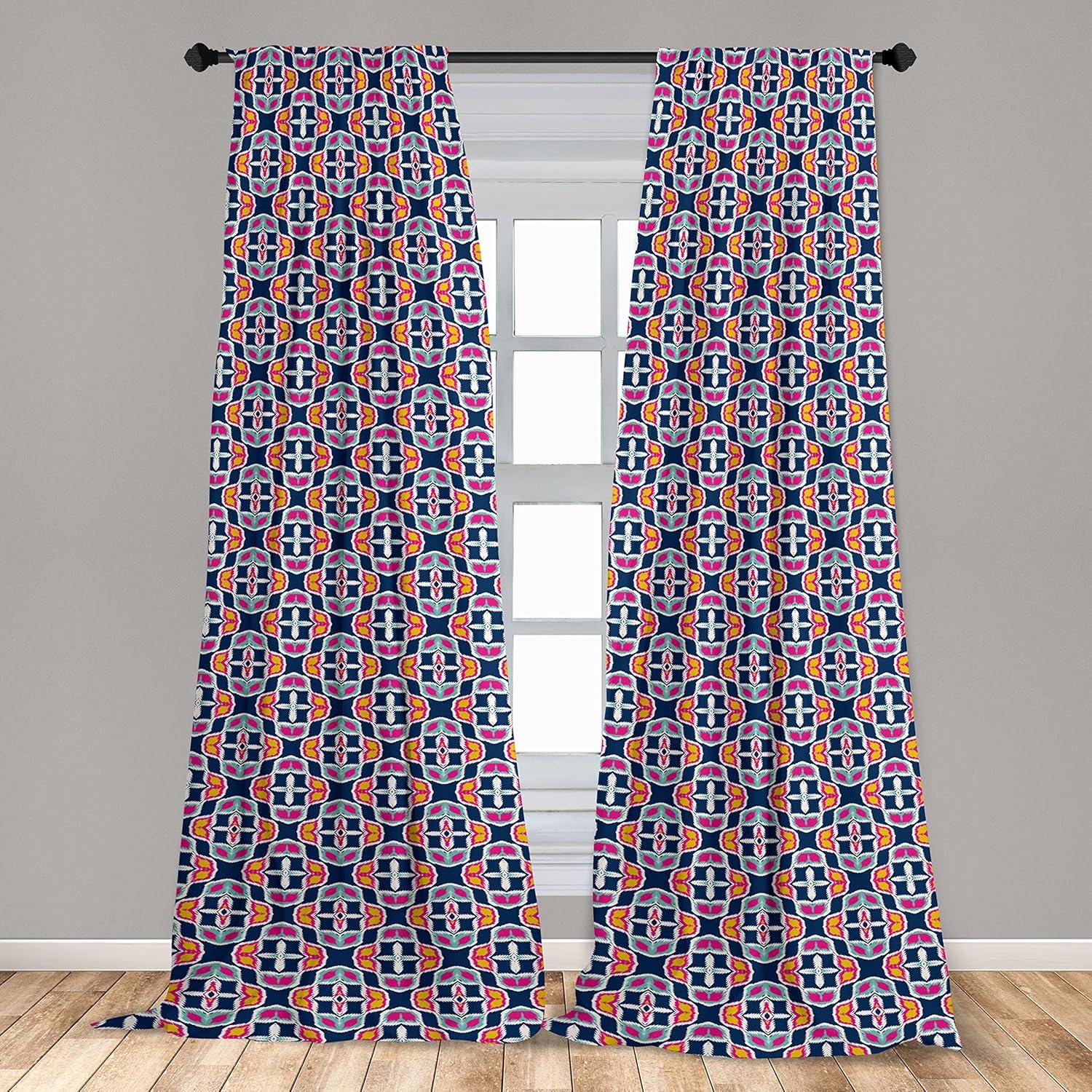 imageAmbesonne Exotic Boho Curtains Simple Design Modern Linear Flamingo Pattern with Leaves Neutral Art Window Treatments 2 Panel Set for Living Room Bedroom Pair of 28 x 63 Pale Azure Blue CoralDark Lavender Hot Pink