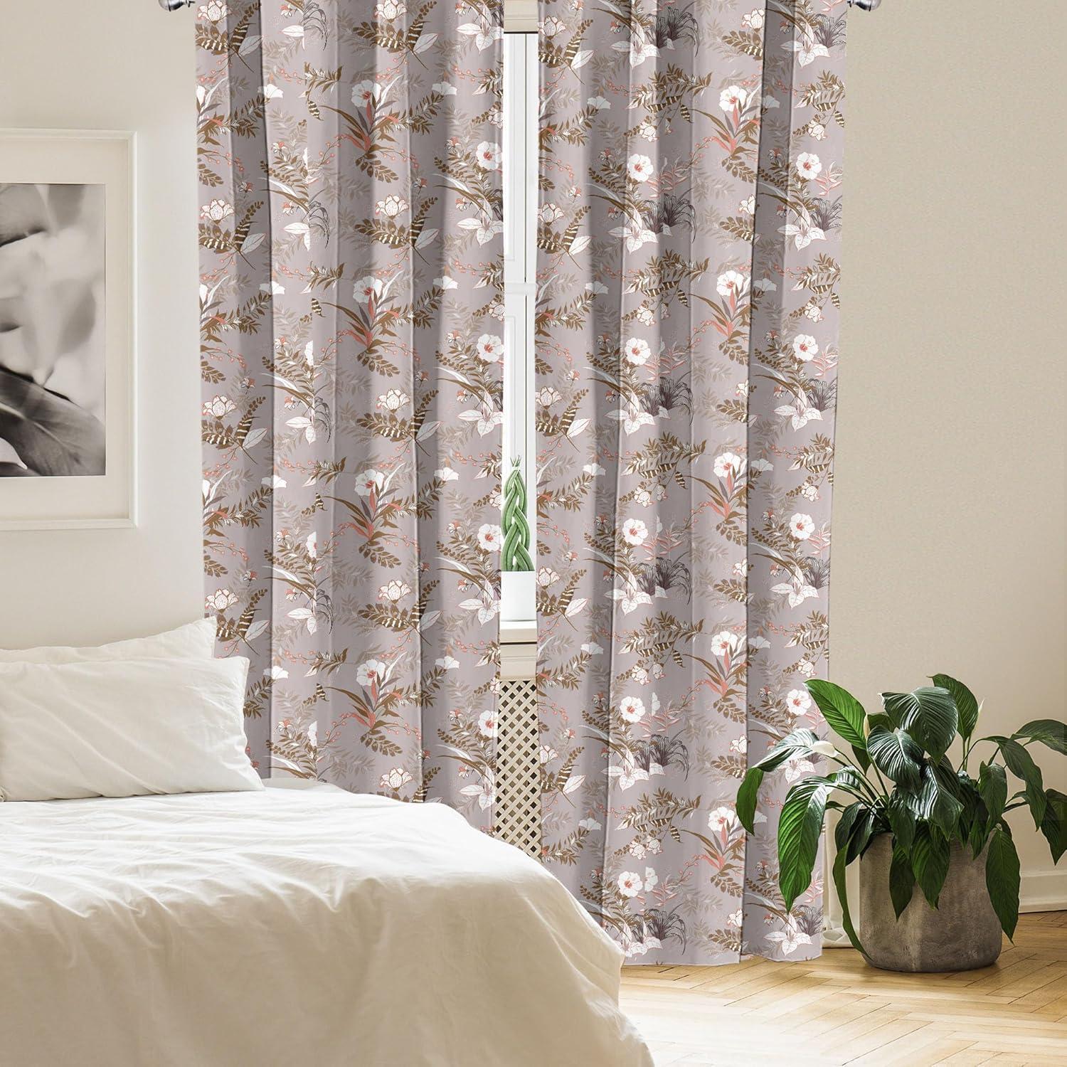 imageAmbesonne Exotic Boho Curtains Simple Design Modern Linear Flamingo Pattern with Leaves Neutral Art Window Treatments 2 Panel Set for Living Room Bedroom Pair of 28 x 63 Pale Azure Blue CoralGreen Brown White Coral