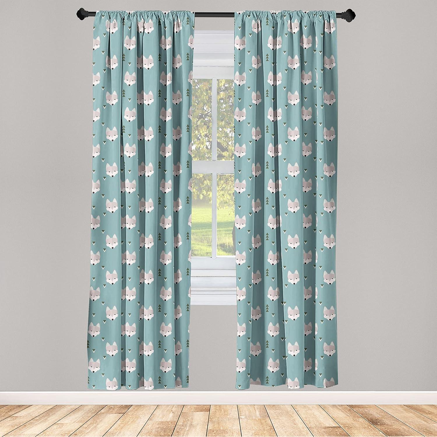 imageAmbesonne Exotic Boho Curtains Simple Design Modern Linear Flamingo Pattern with Leaves Neutral Art Window Treatments 2 Panel Set for Living Room Bedroom Pair of 28 x 63 Pale Azure Blue CoralCadet Blue Pale Salmon