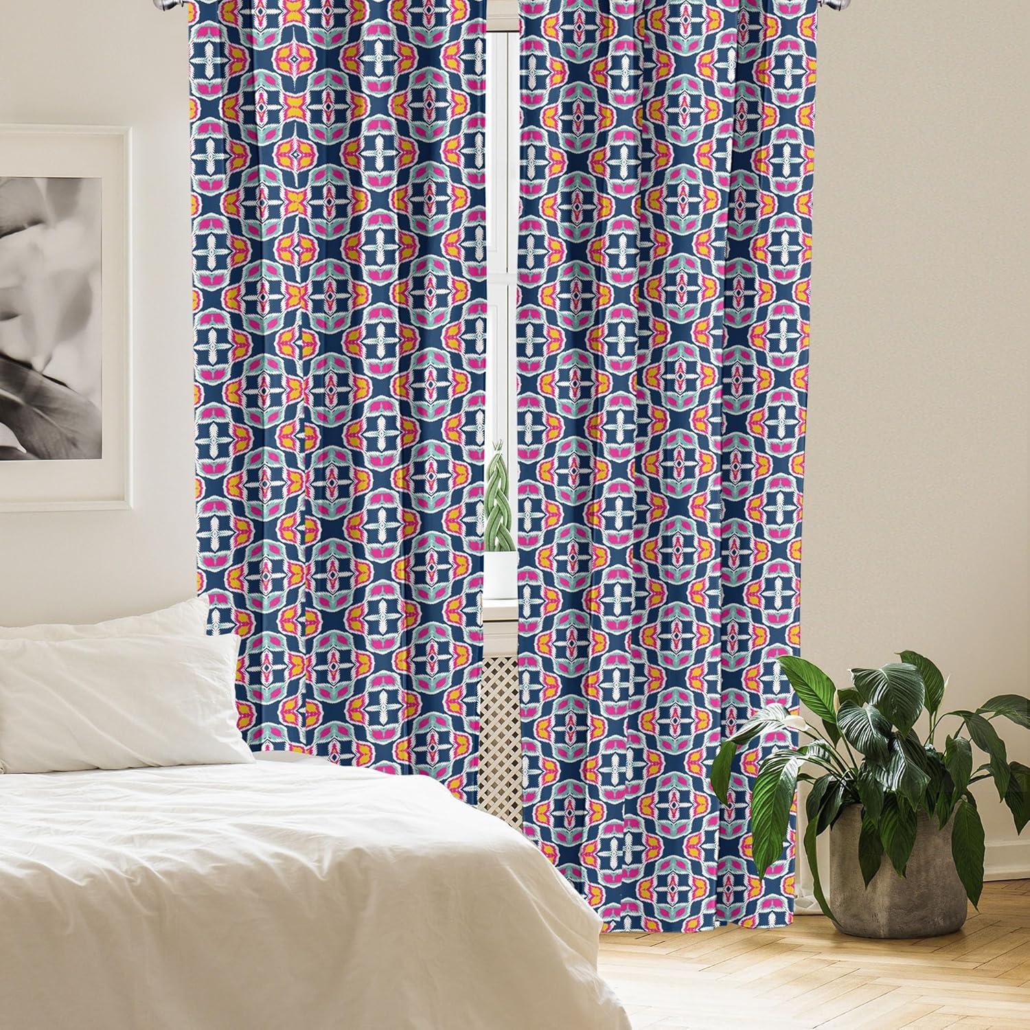 imageAmbesonne Exotic Boho Curtains Simple Design Modern Linear Flamingo Pattern with Leaves Neutral Art Window Treatments 2 Panel Set for Living Room Bedroom Pair of 28 x 63 Pale Azure Blue CoralDark Lavender Hot Pink