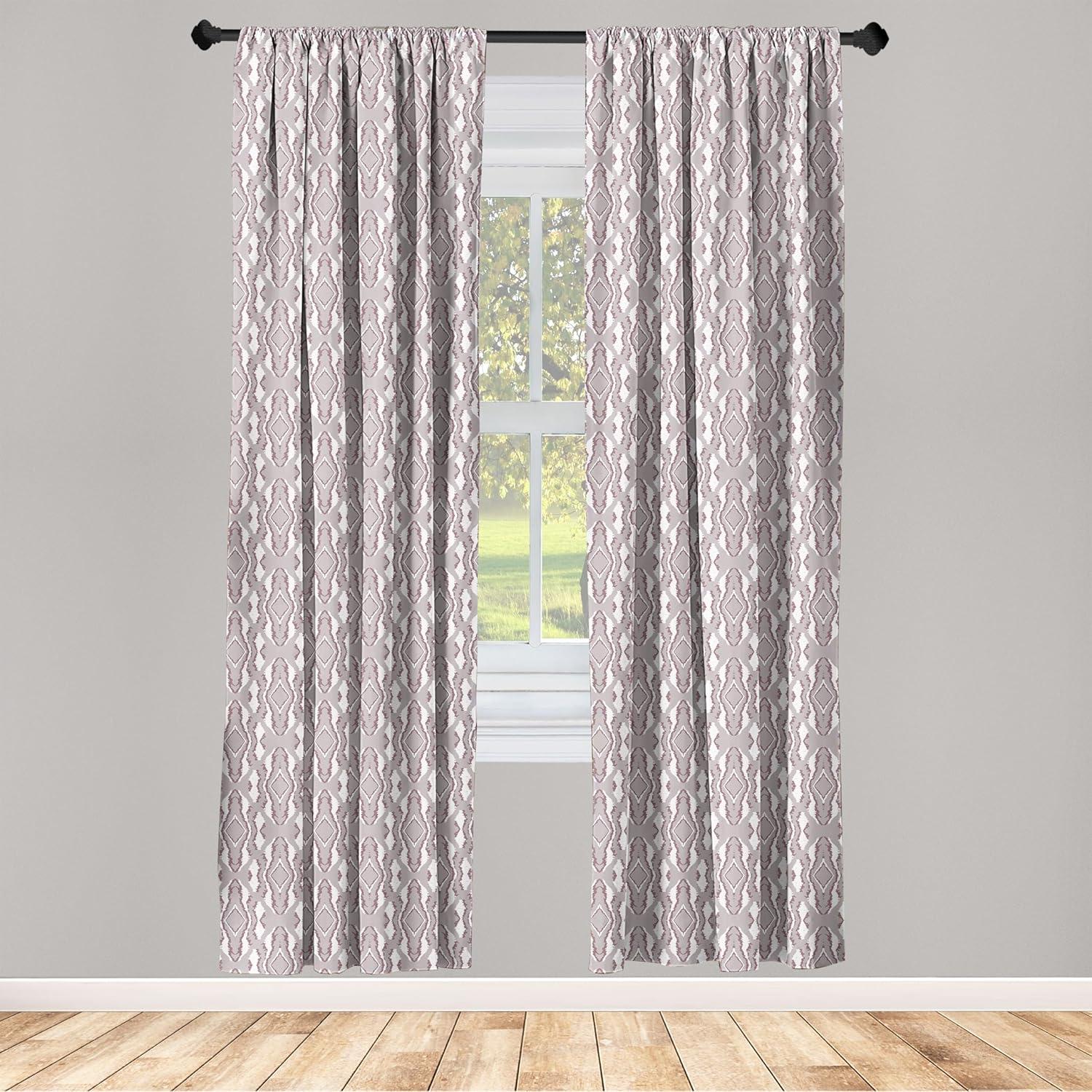 imageAmbesonne Exotic Boho Curtains Simple Design Modern Linear Flamingo Pattern with Leaves Neutral Art Window Treatments 2 Panel Set for Living Room Bedroom Pair of 28 x 63 Pale Azure Blue CoralPurpleblue White