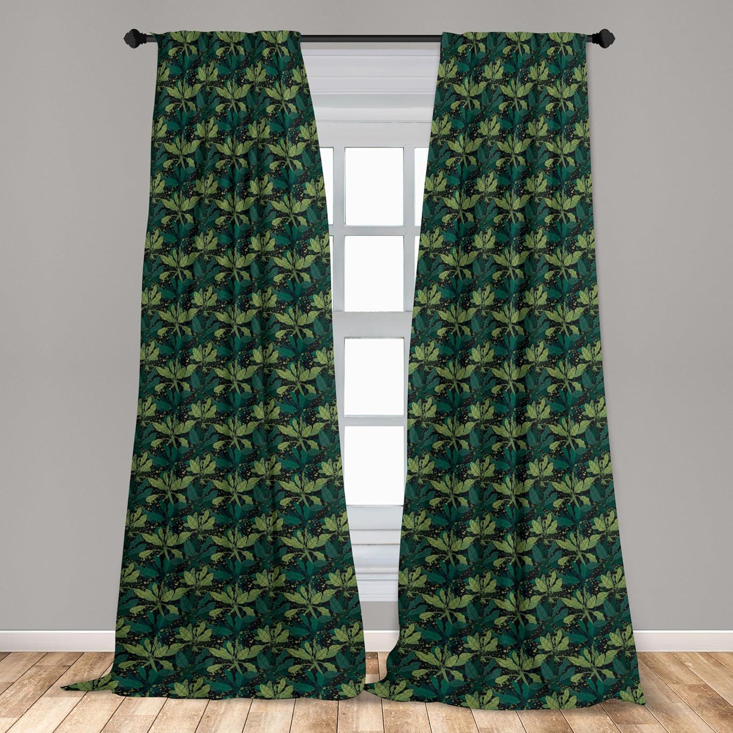 imageAmbesonne Exotic Boho Curtains Simple Design Modern Linear Flamingo Pattern with Leaves Neutral Art Window Treatments 2 Panel Set for Living Room Bedroom Pair of 28 x 63 Pale Azure Blue CoralFern Green and Jade Green
