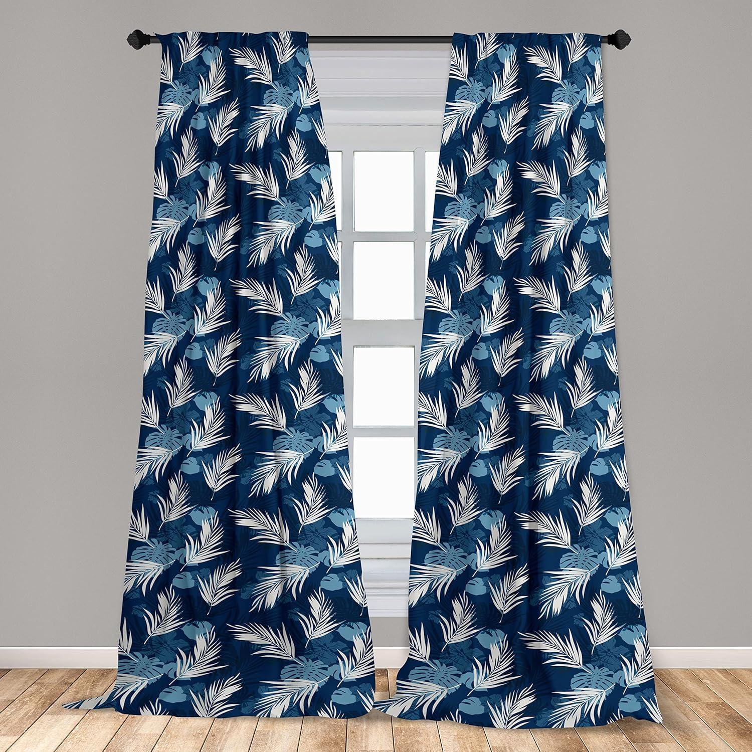imageAmbesonne Exotic Boho Curtains Simple Design Modern Linear Flamingo Pattern with Leaves Neutral Art Window Treatments 2 Panel Set for Living Room Bedroom Pair of 28 x 63 Pale Azure Blue CoralWhite Dark Lavender