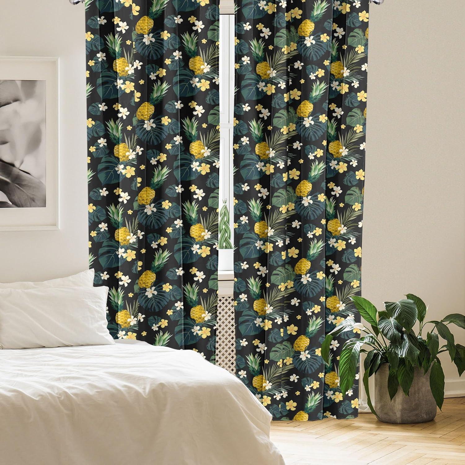 imageAmbesonne Exotic Boho Curtains Simple Design Modern Linear Flamingo Pattern with Leaves Neutral Art Window Treatments 2 Panel Set for Living Room Bedroom Pair of 28 x 63 Pale Azure Blue CoralSea Blue Mustard