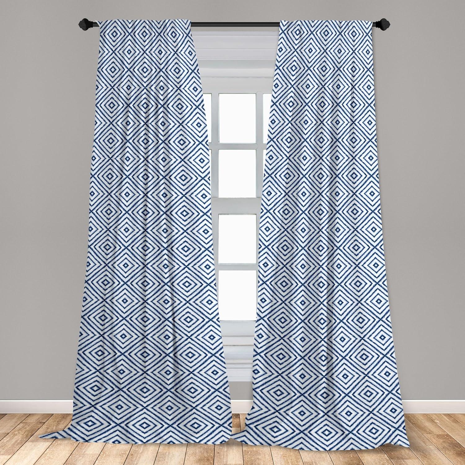 imageAmbesonne Exotic Boho Curtains Simple Design Modern Linear Flamingo Pattern with Leaves Neutral Art Window Treatments 2 Panel Set for Living Room Bedroom Pair of 28 x 63 Pale Azure Blue CoralPale Azure Blue and Dark Blue
