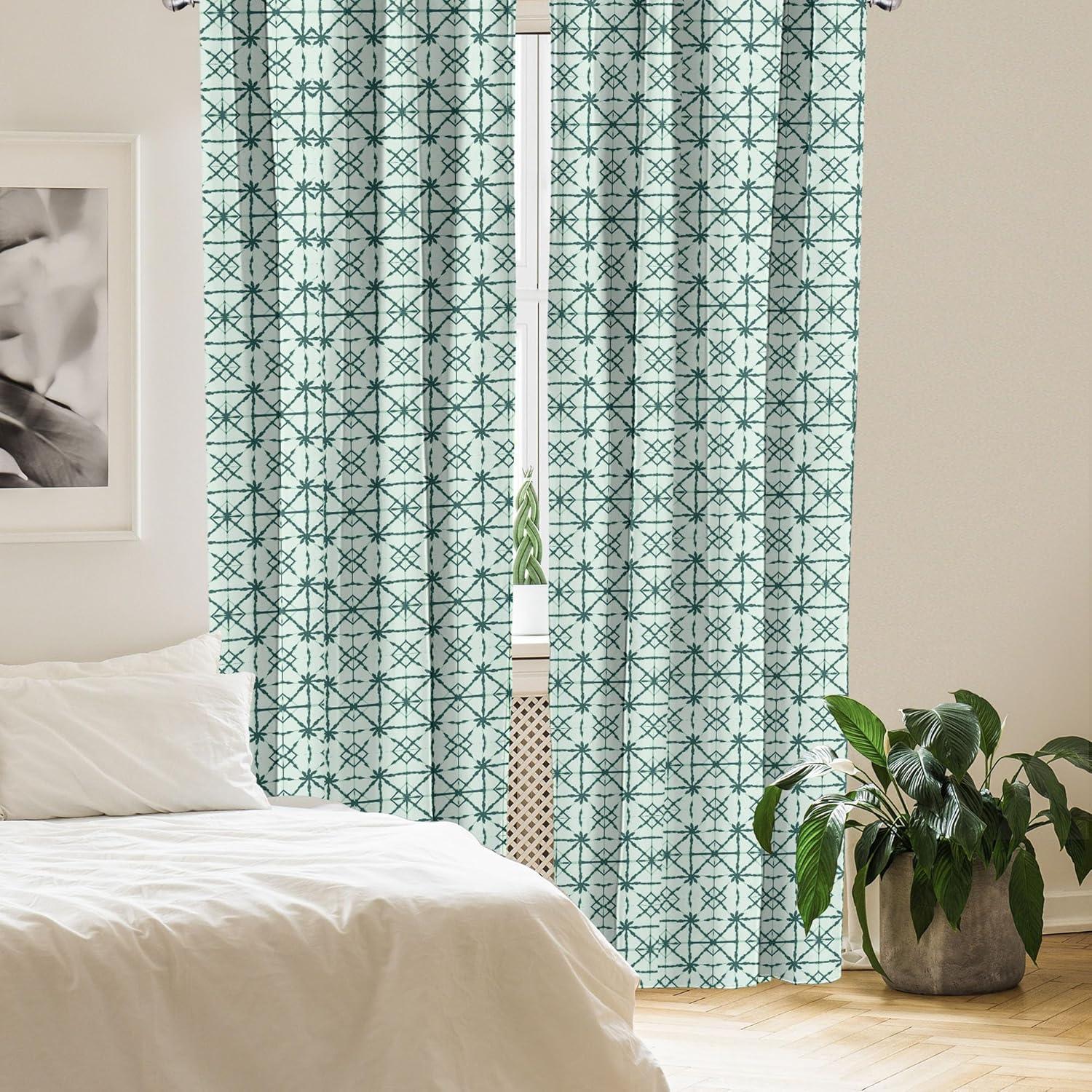 imageAmbesonne Exotic Boho Curtains Simple Design Modern Linear Flamingo Pattern with Leaves Neutral Art Window Treatments 2 Panel Set for Living Room Bedroom Pair of 28 x 63 Pale Azure Blue CoralPale Teal and Forest Green