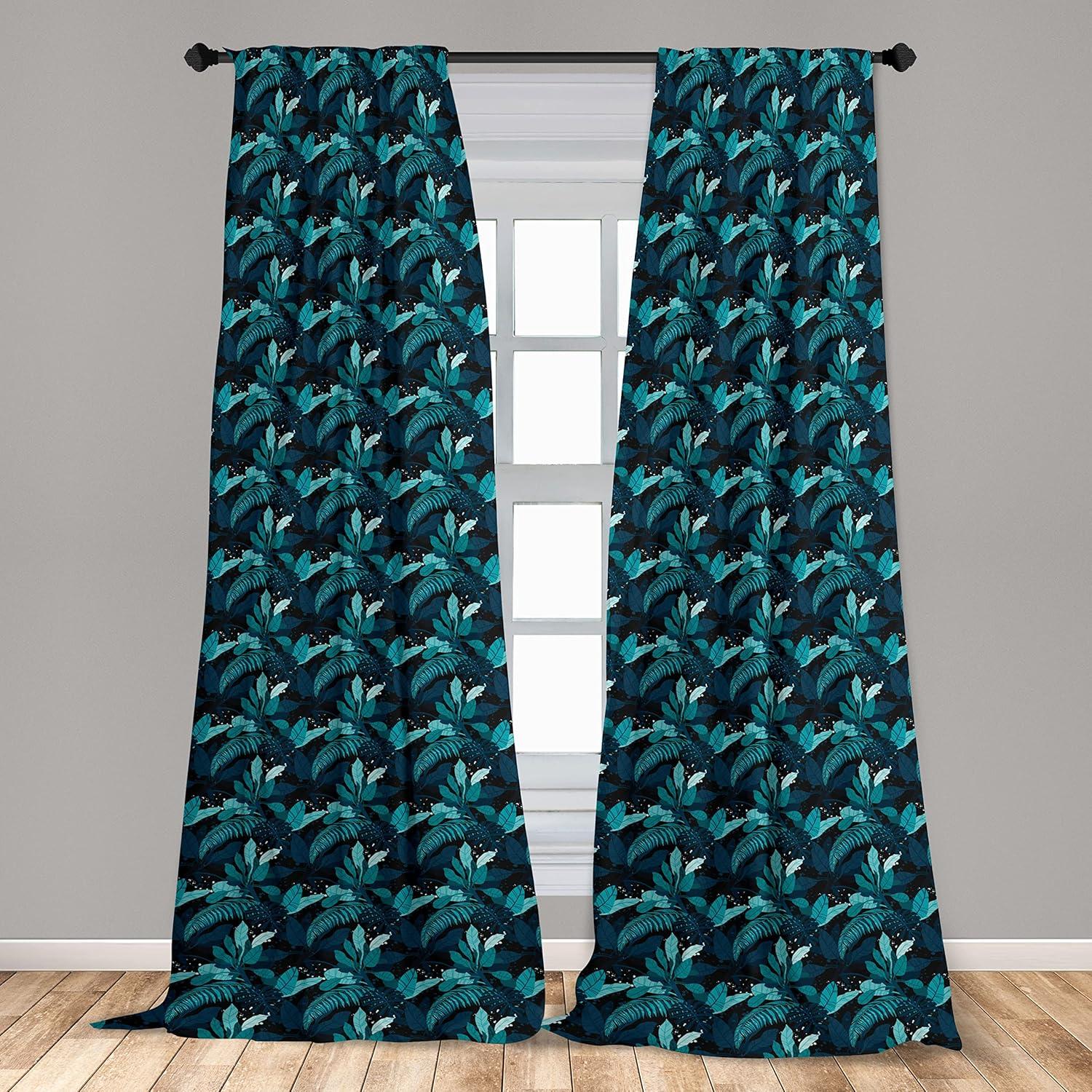 imageAmbesonne Exotic Boho Curtains Simple Design Modern Linear Flamingo Pattern with Leaves Neutral Art Window Treatments 2 Panel Set for Living Room Bedroom Pair of 28 x 63 Pale Azure Blue CoralDark Lavender Cadet Blue