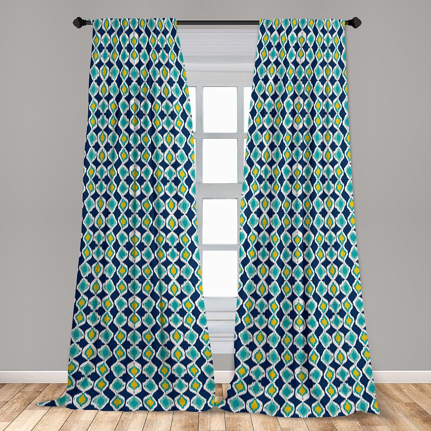 imageAmbesonne Exotic Boho Curtains Simple Design Modern Linear Flamingo Pattern with Leaves Neutral Art Window Treatments 2 Panel Set for Living Room Bedroom Pair of 28 x 63 Pale Azure Blue CoralDark Lavender Pale Orange