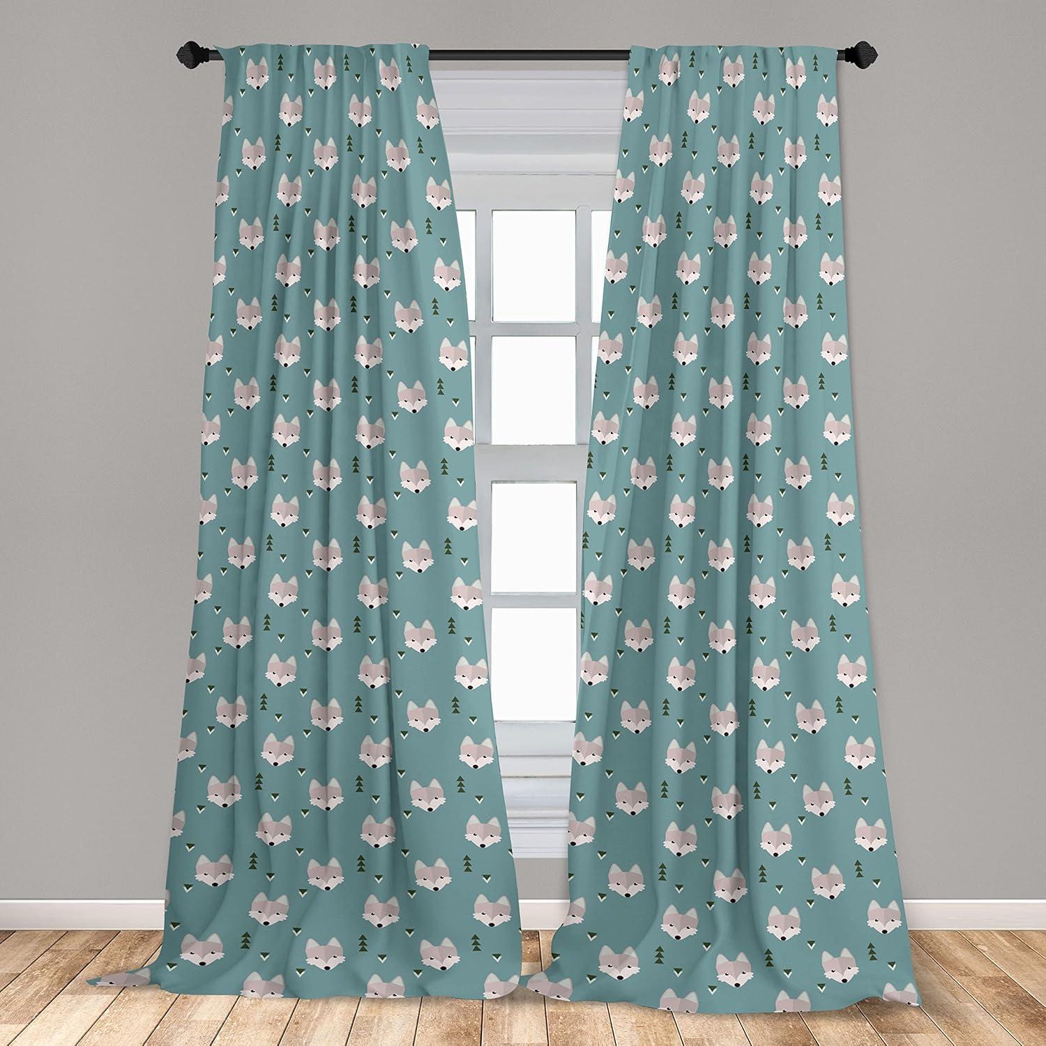 imageAmbesonne Exotic Boho Curtains Simple Design Modern Linear Flamingo Pattern with Leaves Neutral Art Window Treatments 2 Panel Set for Living Room Bedroom Pair of 28 x 63 Pale Azure Blue CoralCadet Blue Pale Salmon