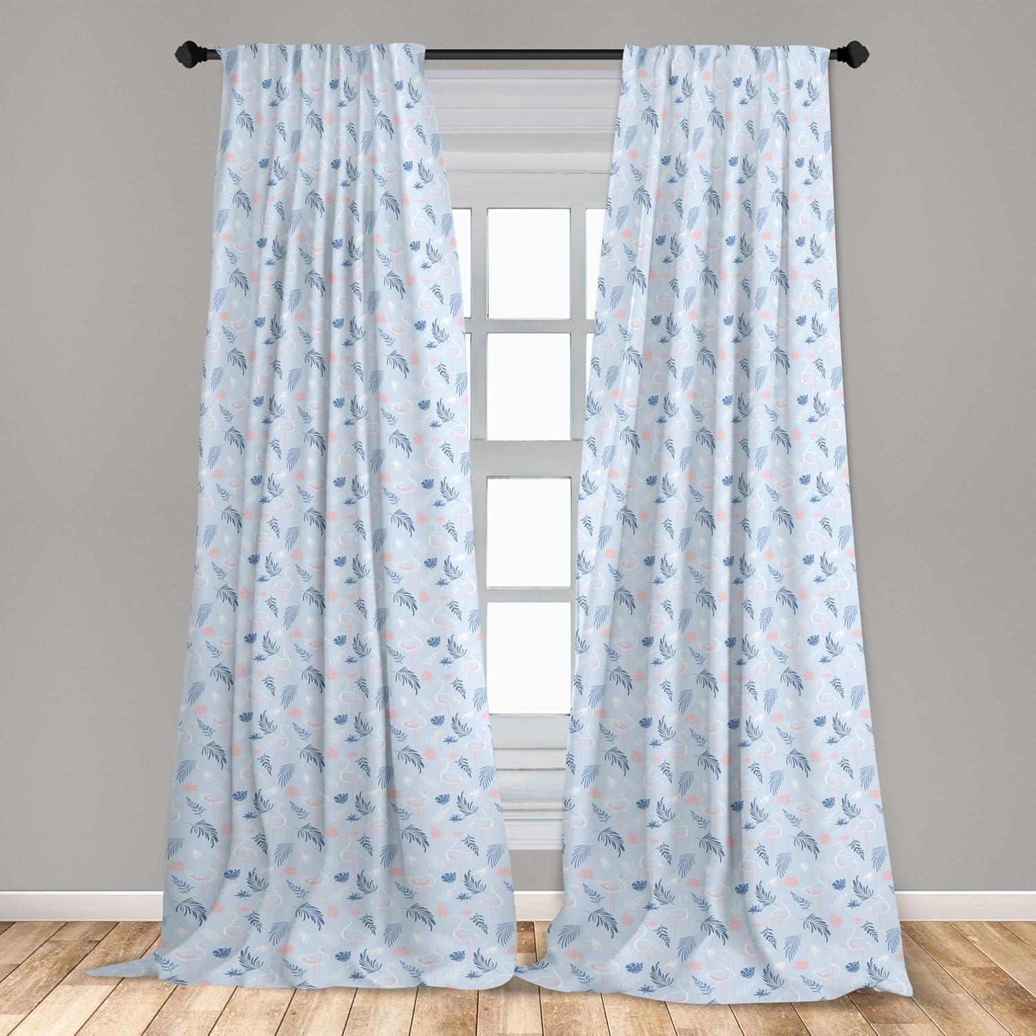 imageAmbesonne Exotic Boho Curtains Simple Design Modern Linear Flamingo Pattern with Leaves Neutral Art Window Treatments 2 Panel Set for Living Room Bedroom Pair of 28 x 63 Pale Azure Blue CoralPale Azure Blue Coral
