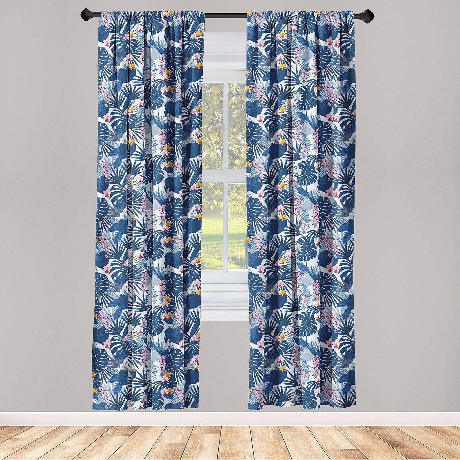 imageAmbesonne Exotic Boho Curtains Simple Design Modern Linear Flamingo Pattern with Leaves Neutral Art Window Treatments 2 Panel Set for Living Room Bedroom Pair of 28 x 63 Pale Azure Blue CoralDark Lavender Pale Pink