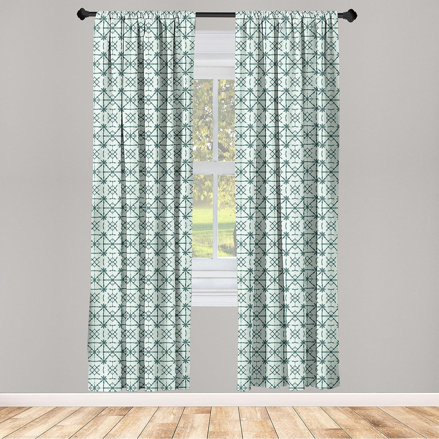 imageAmbesonne Exotic Boho Curtains Simple Design Modern Linear Flamingo Pattern with Leaves Neutral Art Window Treatments 2 Panel Set for Living Room Bedroom Pair of 28 x 63 Pale Azure Blue CoralPale Teal and Forest Green