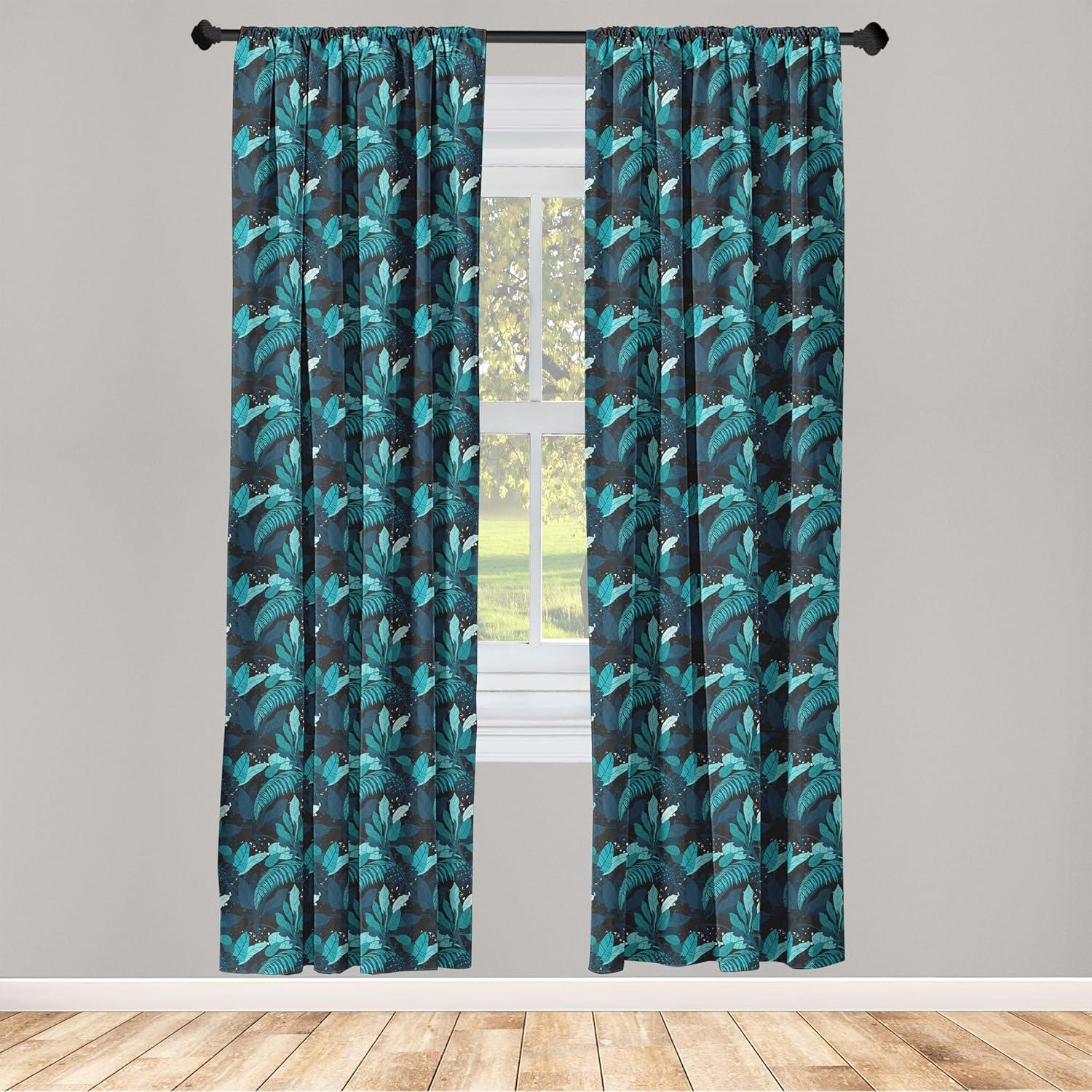 imageAmbesonne Exotic Boho Curtains Simple Design Modern Linear Flamingo Pattern with Leaves Neutral Art Window Treatments 2 Panel Set for Living Room Bedroom Pair of 28 x 63 Pale Azure Blue CoralDark Lavender Cadet Blue
