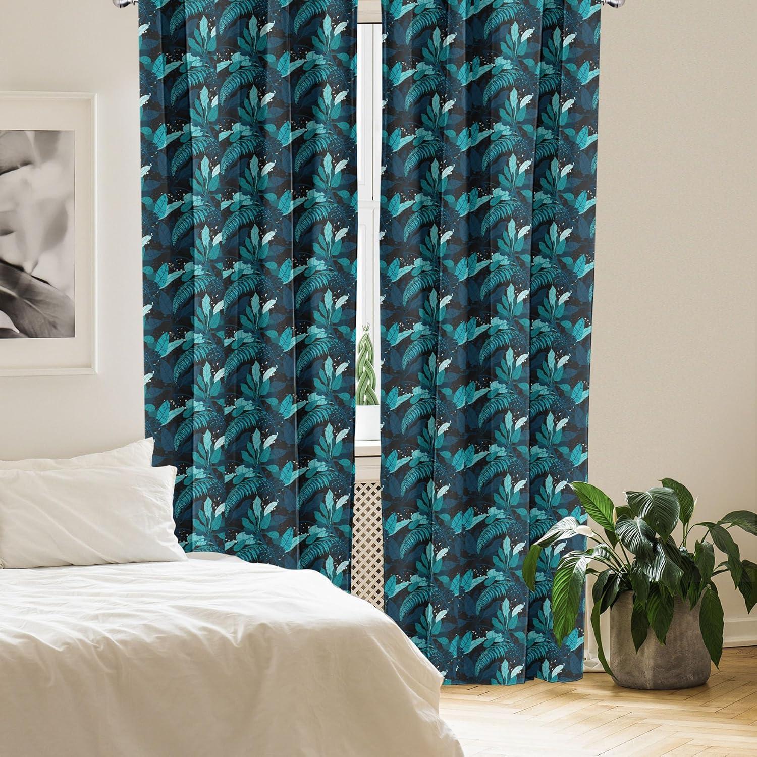 imageAmbesonne Exotic Boho Curtains Simple Design Modern Linear Flamingo Pattern with Leaves Neutral Art Window Treatments 2 Panel Set for Living Room Bedroom Pair of 28 x 63 Pale Azure Blue CoralDark Lavender Cadet Blue