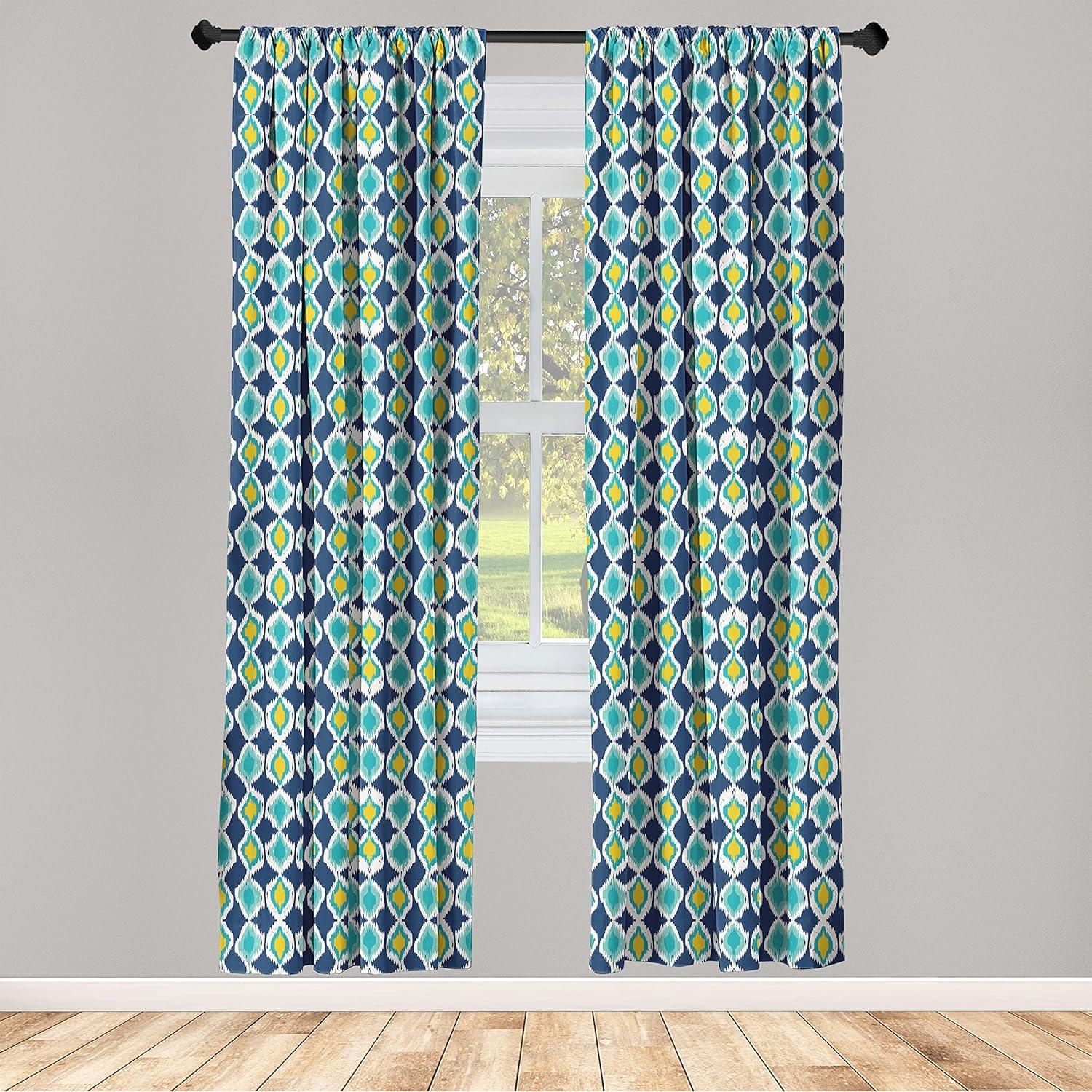 imageAmbesonne Exotic Boho Curtains Simple Design Modern Linear Flamingo Pattern with Leaves Neutral Art Window Treatments 2 Panel Set for Living Room Bedroom Pair of 28 x 63 Pale Azure Blue CoralDark Lavender Pale Orange
