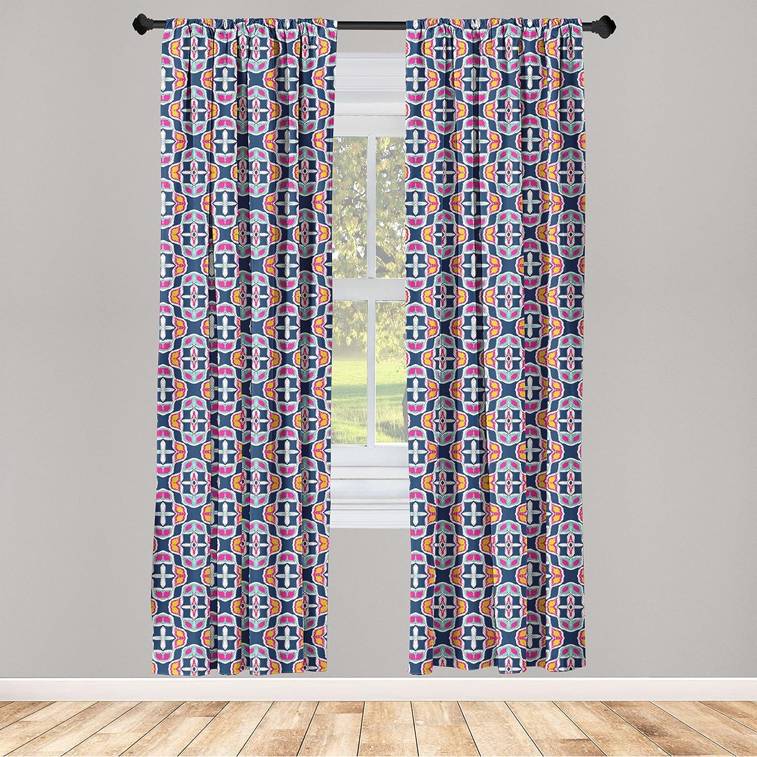imageAmbesonne Exotic Boho Curtains Simple Design Modern Linear Flamingo Pattern with Leaves Neutral Art Window Treatments 2 Panel Set for Living Room Bedroom Pair of 28 x 63 Pale Azure Blue CoralDark Lavender Hot Pink