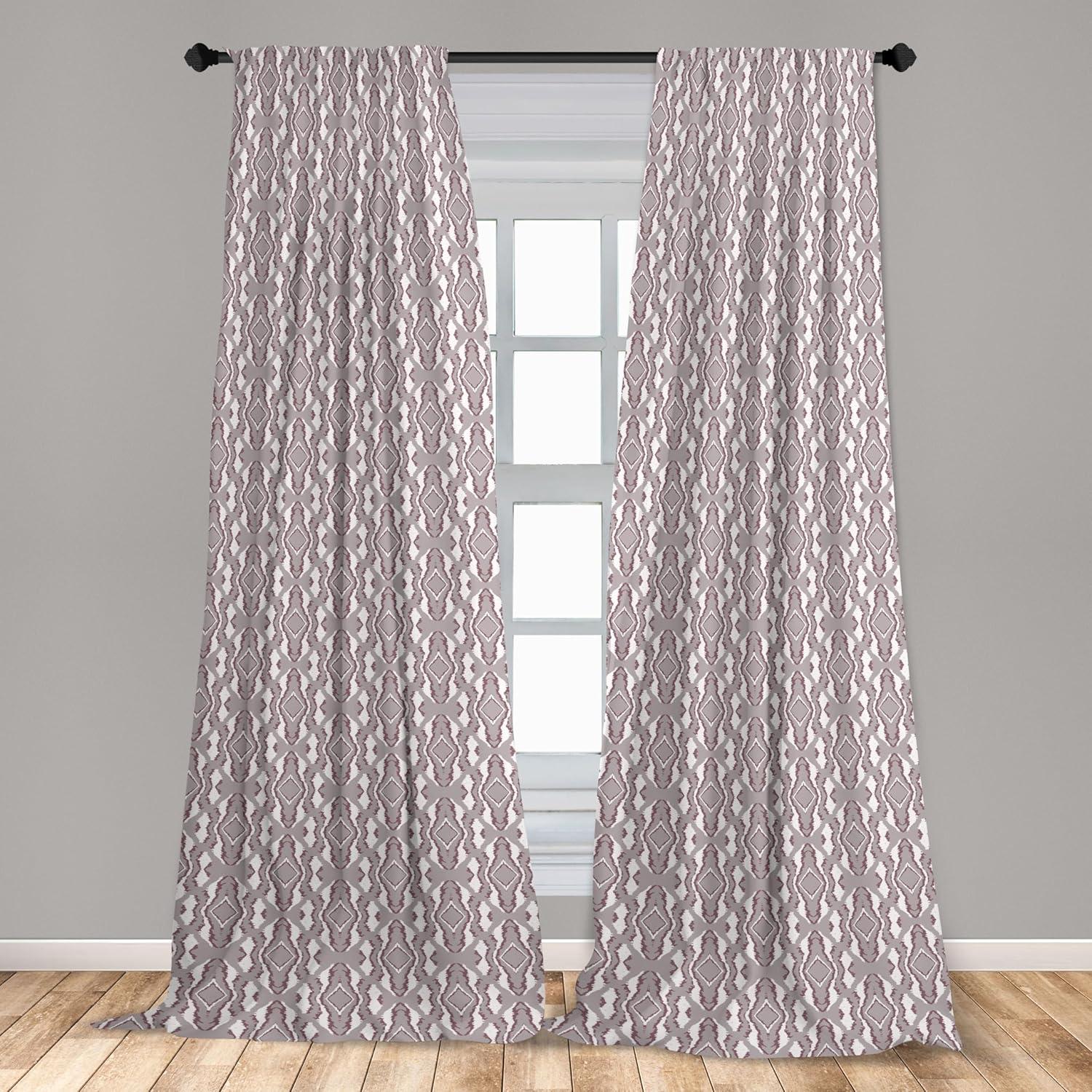 imageAmbesonne Exotic Boho Curtains Simple Design Modern Linear Flamingo Pattern with Leaves Neutral Art Window Treatments 2 Panel Set for Living Room Bedroom Pair of 28 x 63 Pale Azure Blue CoralPurpleblue White
