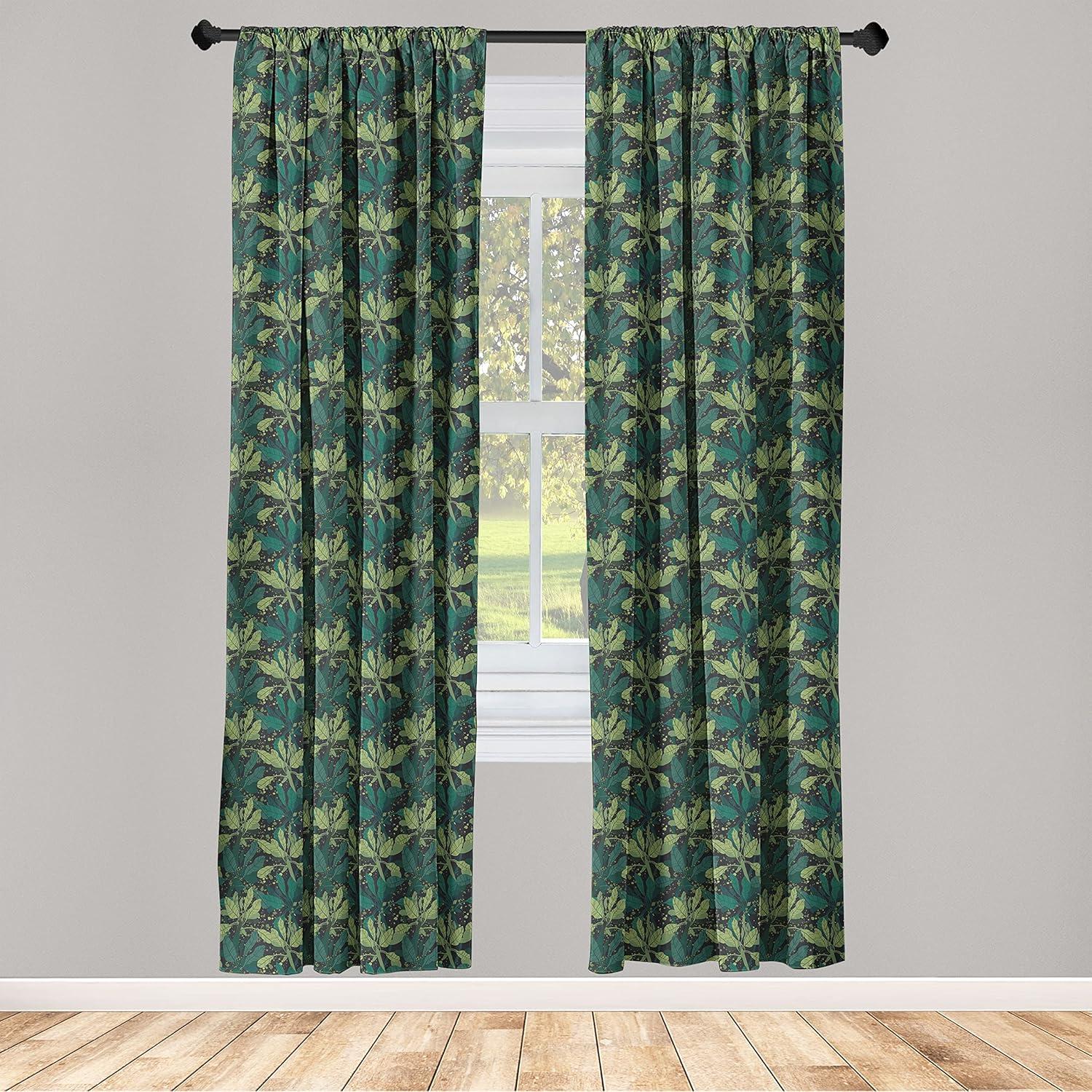 imageAmbesonne Exotic Boho Curtains Simple Design Modern Linear Flamingo Pattern with Leaves Neutral Art Window Treatments 2 Panel Set for Living Room Bedroom Pair of 28 x 63 Pale Azure Blue CoralFern Green and Jade Green
