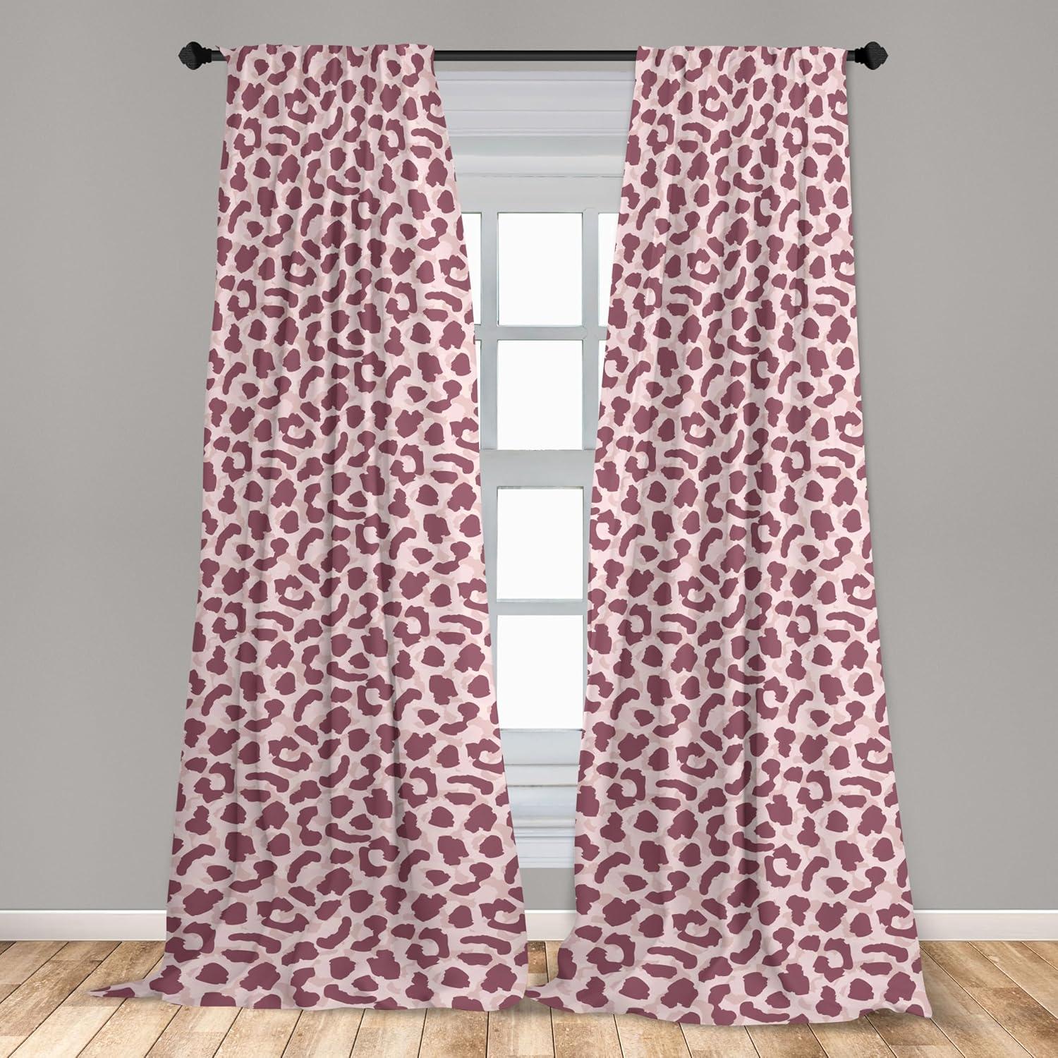 imageAmbesonne Exotic Boho Curtains Simple Design Modern Linear Flamingo Pattern with Leaves Neutral Art Window Treatments 2 Panel Set for Living Room Bedroom Pair of 28 x 63 Pale Azure Blue CoralDried Rose Pale Pink