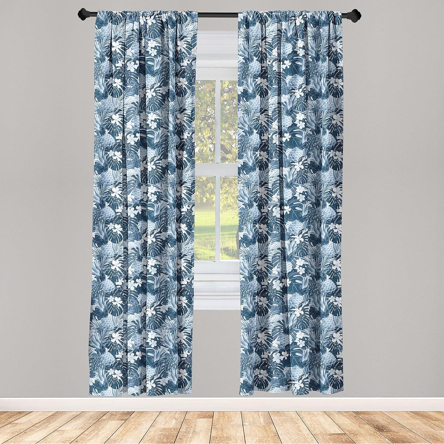 imageAmbesonne Exotic Boho Curtains Simple Design Modern Linear Flamingo Pattern with Leaves Neutral Art Window Treatments 2 Panel Set for Living Room Bedroom Pair of 28 x 63 Pale Azure Blue CoralOff White Pale Azure Blue