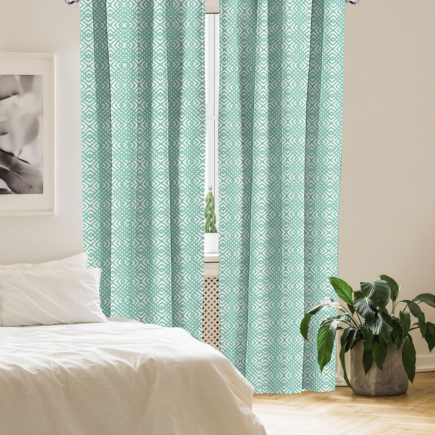 imageAmbesonne Exotic Boho Curtains Simple Design Modern Linear Flamingo Pattern with Leaves Neutral Art Window Treatments 2 Panel Set for Living Room Bedroom Pair of 28 x 63 Pale Azure Blue CoralSea Green and Almond Green