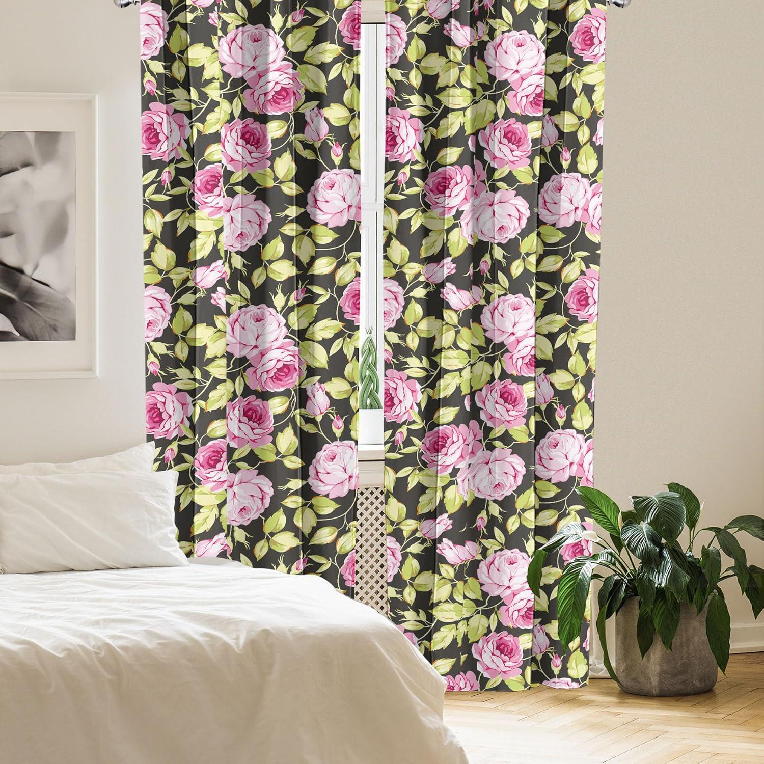 imageAmbesonne Floral Curtains Fashion Design Garden Artwork of Repetitive Red Peony Flowers Neutral Window Treatments 2 Panel Set for Living Room Bedroom Pair of 28 x 84 Dark Coral Pale CaramelAvocado Green and Pastel Pink