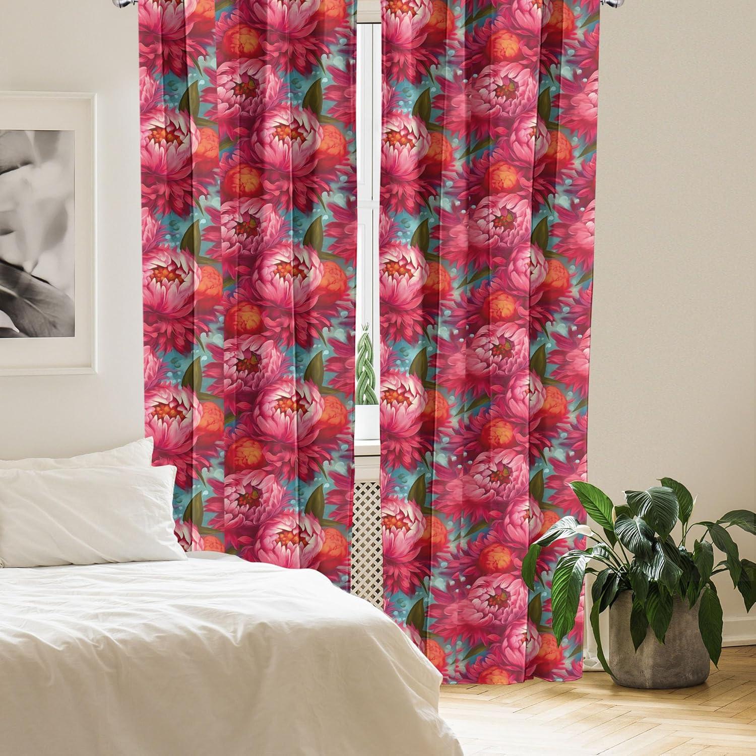 imageAmbesonne Floral Curtains Fashion Design Garden Artwork of Repetitive Red Peony Flowers Neutral Window Treatments 2 Panel Set for Living Room Bedroom Pair of 28 x 84 Dark Coral Pale CaramelDark Coral Turquoise