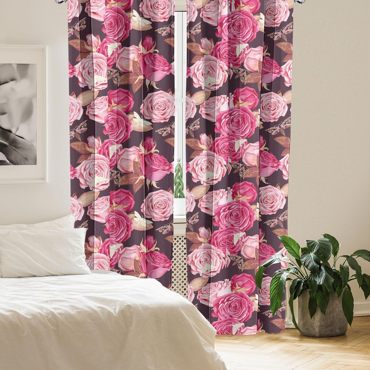 imageAmbesonne Floral Curtains Fashion Design Garden Artwork of Repetitive Red Peony Flowers Neutral Window Treatments 2 Panel Set for Living Room Bedroom Pair of 28 x 84 Dark Coral Pale CaramelPastel Pink Dark Mauve