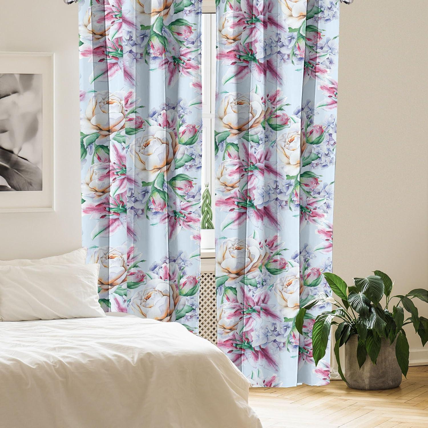 imageAmbesonne Floral Curtains Fashion Design Garden Artwork of Repetitive Red Peony Flowers Neutral Window Treatments 2 Panel Set for Living Room Bedroom Pair of 28 x 84 Dark Coral Pale CaramelFern Green Pale Rust