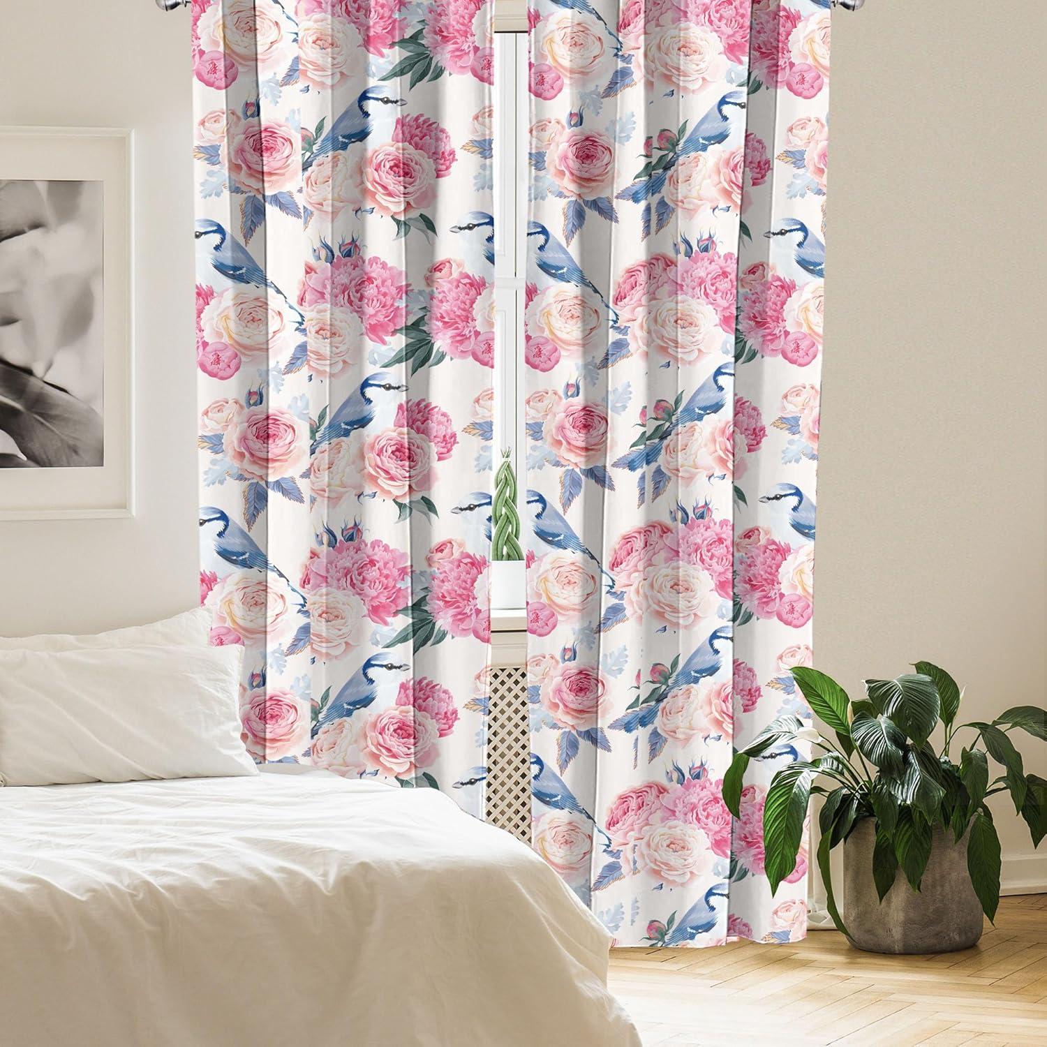 imageAmbesonne Floral Curtains Fashion Design Garden Artwork of Repetitive Red Peony Flowers Neutral Window Treatments 2 Panel Set for Living Room Bedroom Pair of 28 x 84 Dark Coral Pale CaramelLavender Blue and Pink