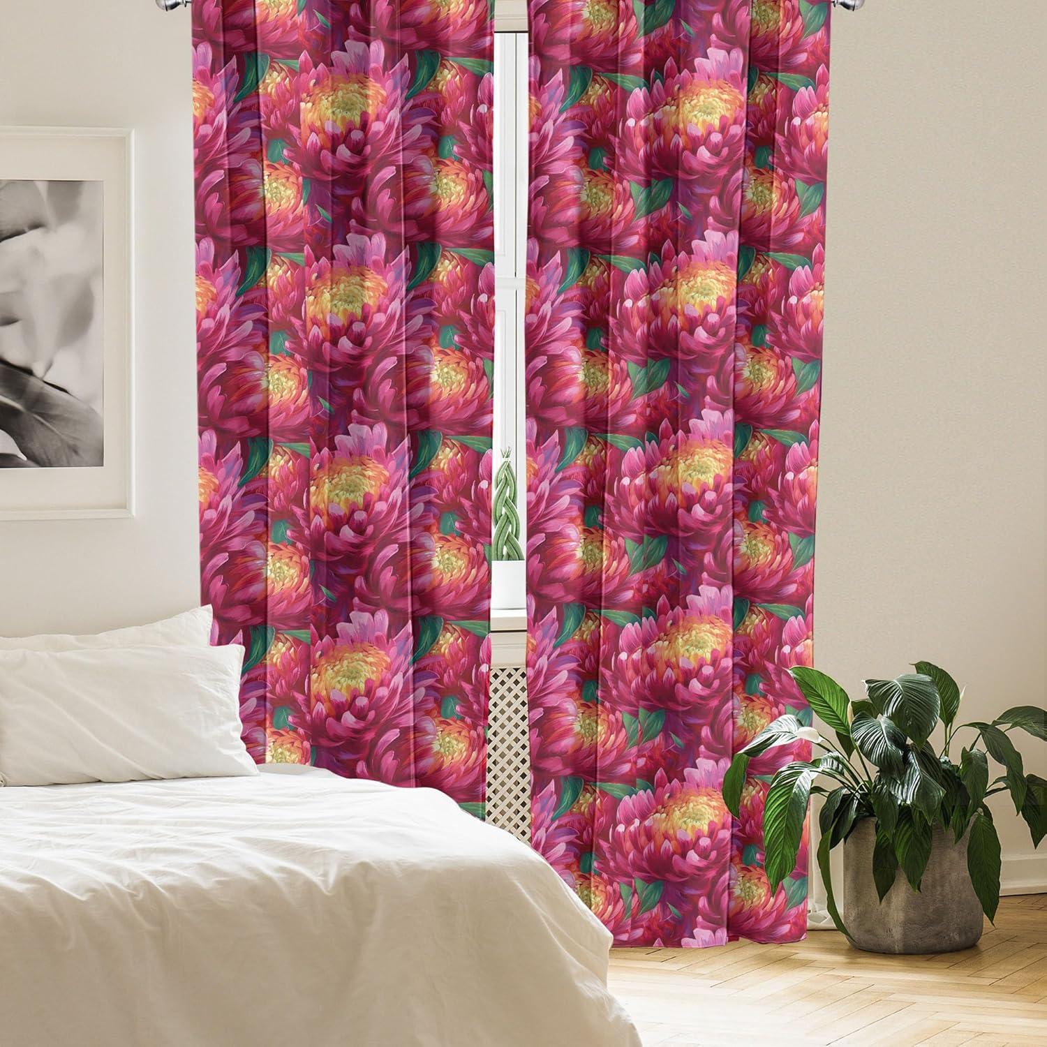 imageAmbesonne Floral Curtains Fashion Design Garden Artwork of Repetitive Red Peony Flowers Neutral Window Treatments 2 Panel Set for Living Room Bedroom Pair of 28 x 84 Dark Coral Pale CaramelMagenta Yellow Jade Green