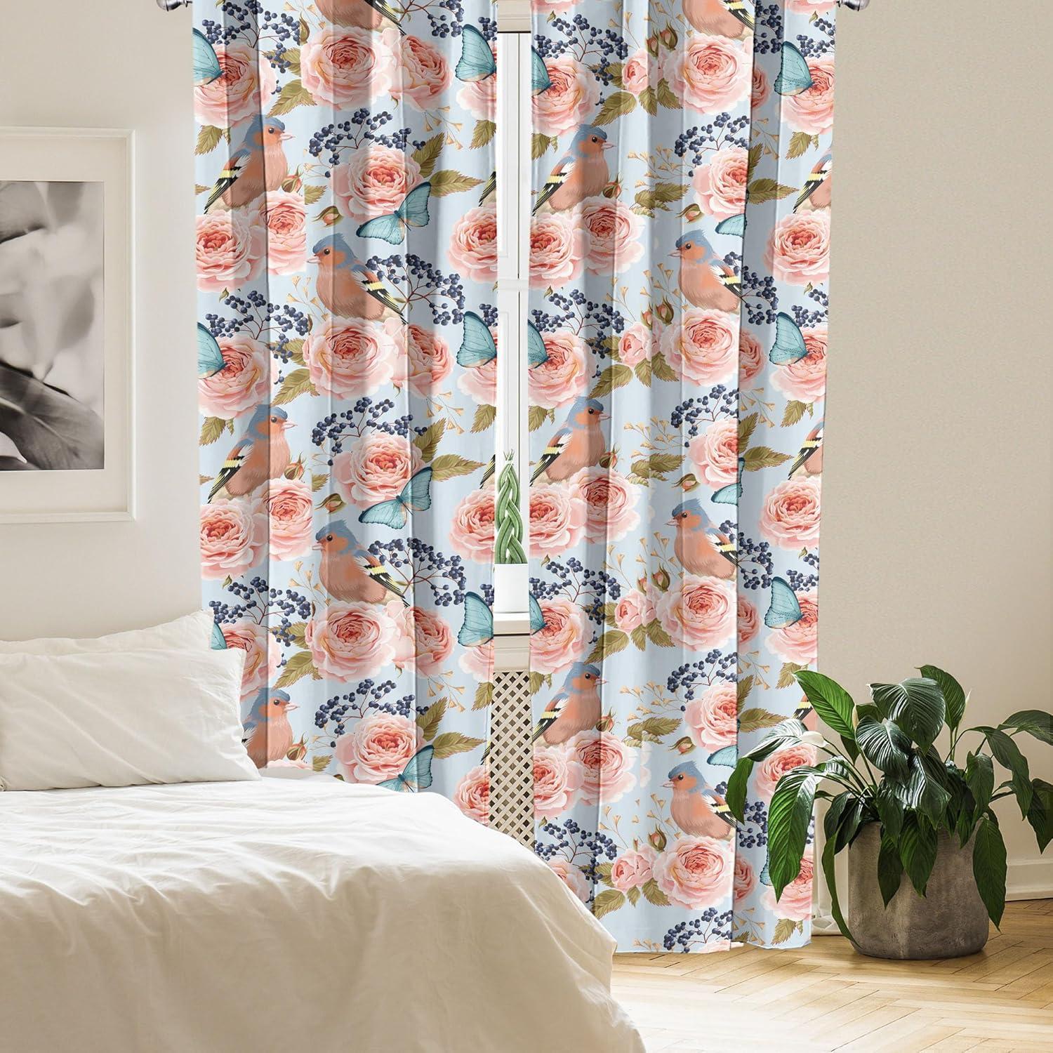 imageAmbesonne Floral Curtains Fashion Design Garden Artwork of Repetitive Red Peony Flowers Neutral Window Treatments 2 Panel Set for Living Room Bedroom Pair of 28 x 84 Dark Coral Pale CaramelDark Tan Blue Grey