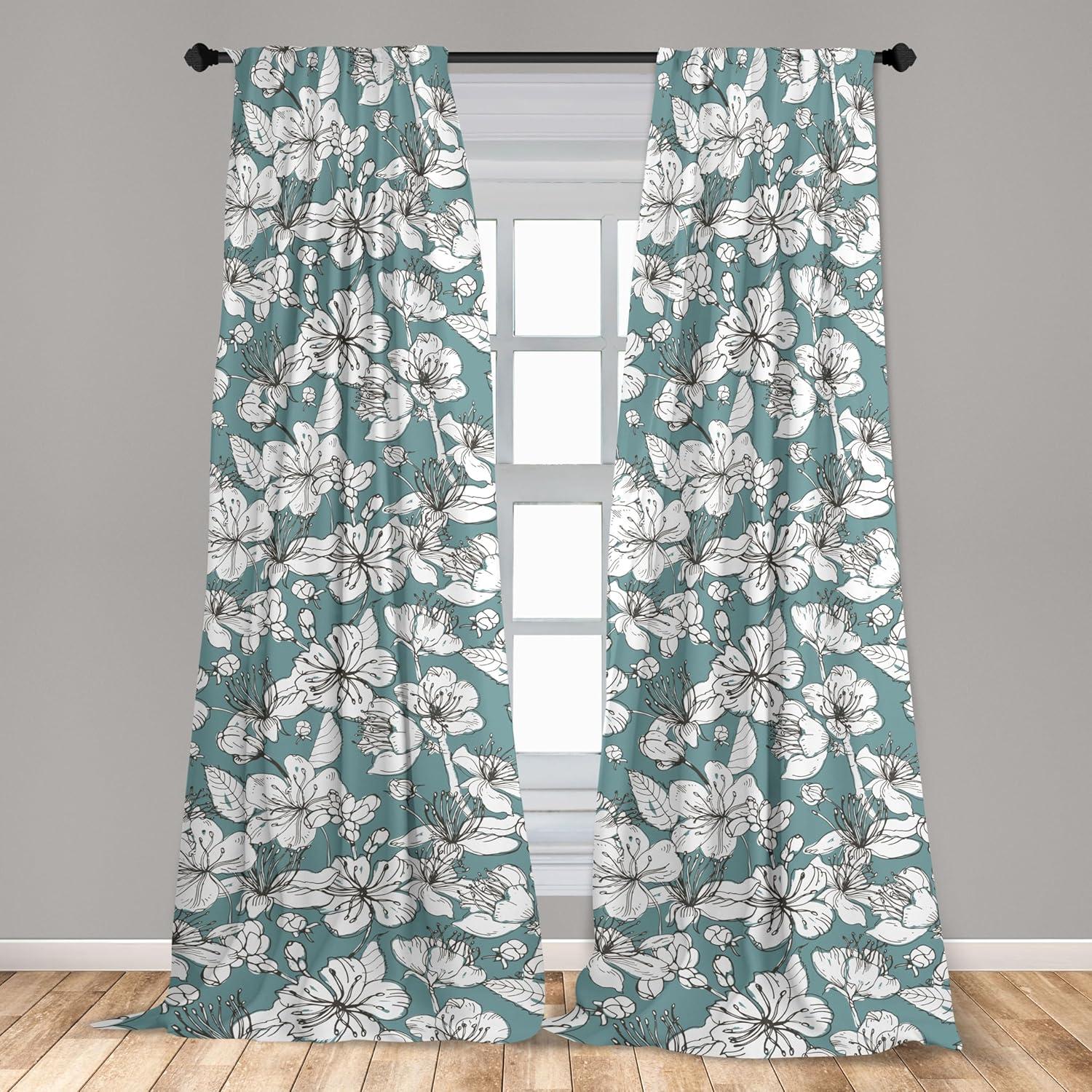 imageAmbesonne Floral Curtains Fashion Design Garden Artwork of Repetitive Red Peony Flowers Neutral Window Treatments 2 Panel Set for Living Room Bedroom Pair of 28 x 84 Dark Coral Pale CaramelPale Blue Grey White