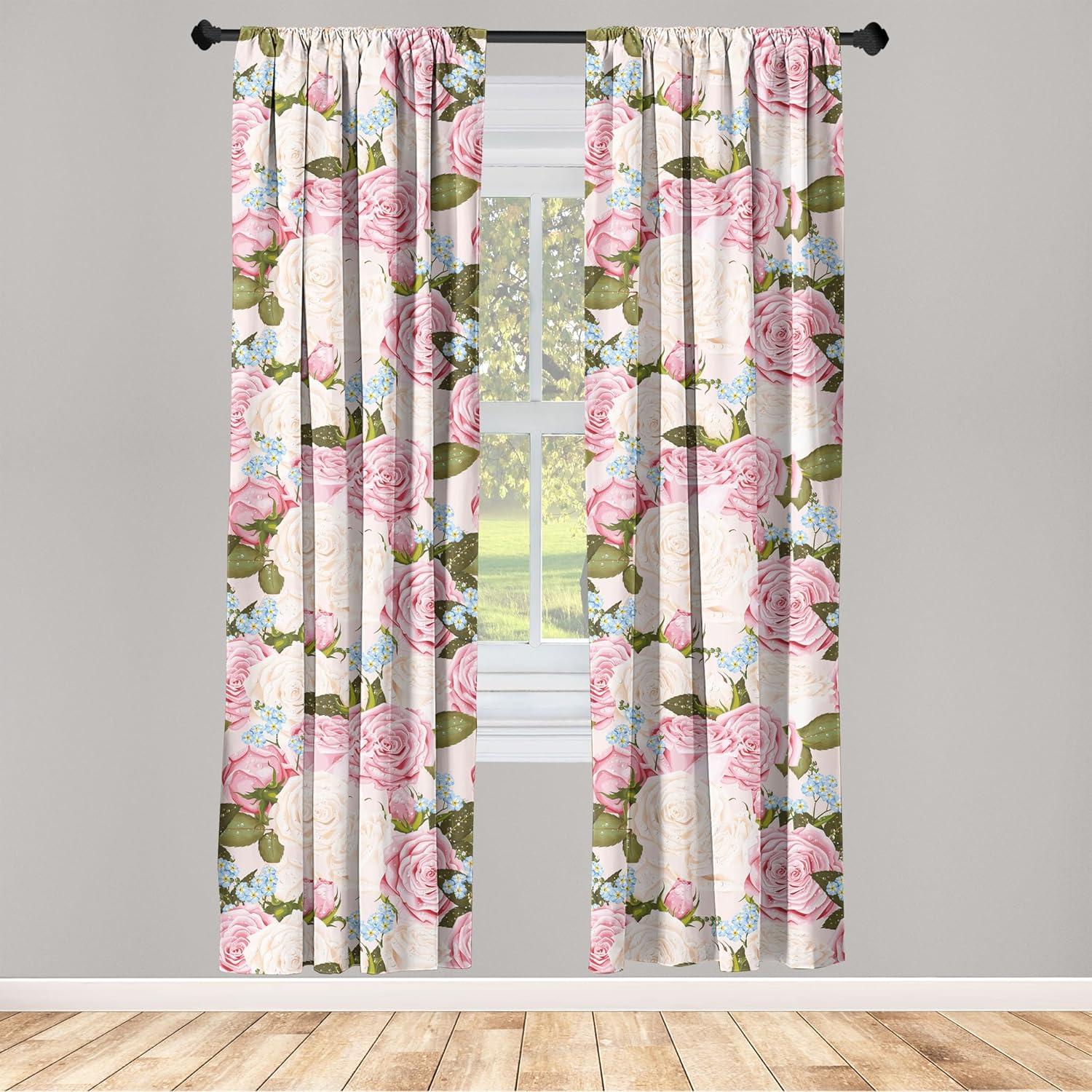 imageAmbesonne Floral Curtains Fashion Design Garden Artwork of Repetitive Red Peony Flowers Neutral Window Treatments 2 Panel Set for Living Room Bedroom Pair of 28 x 84 Dark Coral Pale CaramelSage Green and Dark Coral