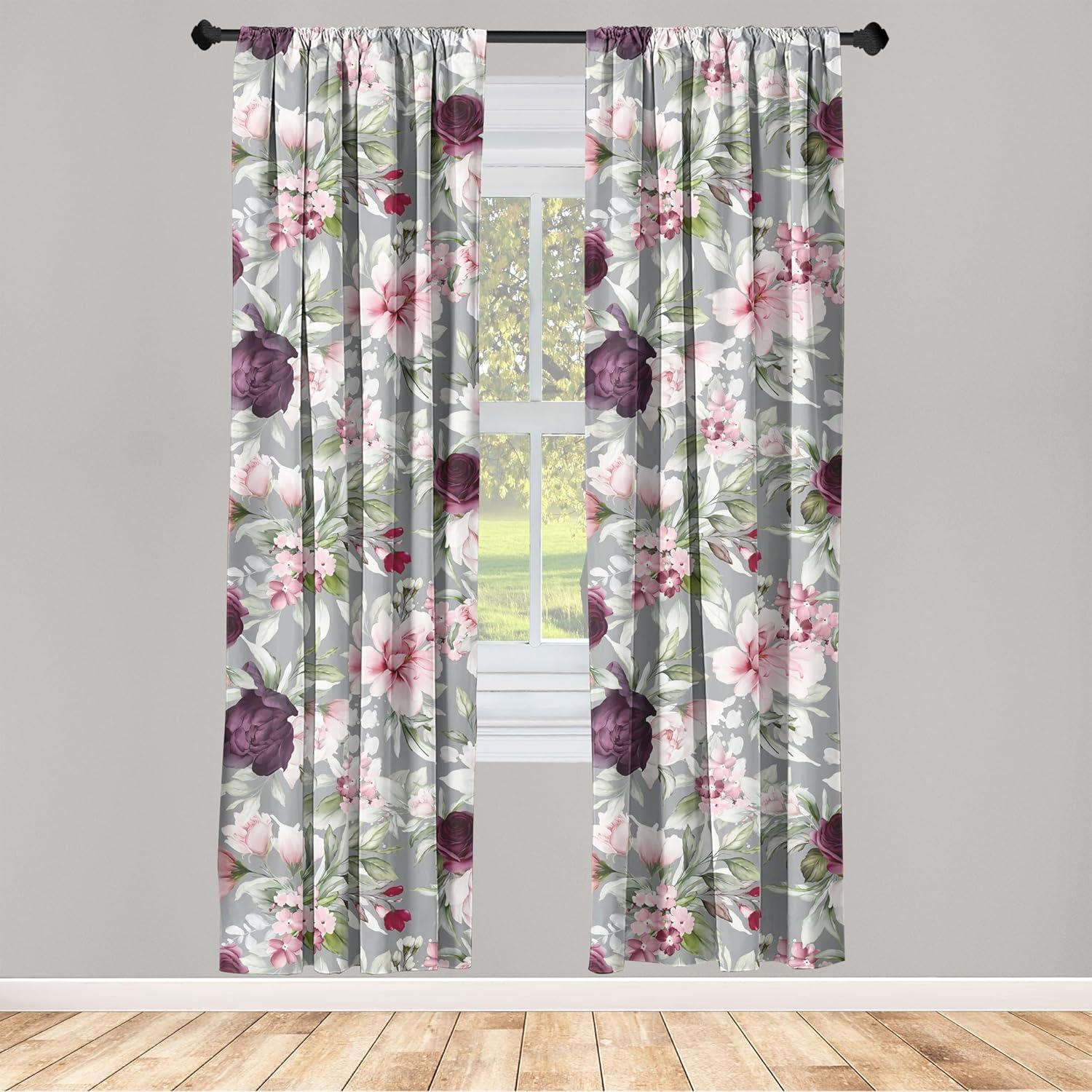 imageAmbesonne Floral Curtains Fashion Design Garden Artwork of Repetitive Red Peony Flowers Neutral Window Treatments 2 Panel Set for Living Room Bedroom Pair of 28 x 84 Dark Coral Pale CaramelRose Dried Rose Dust