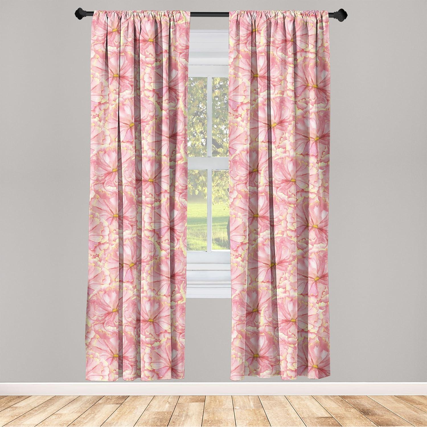 imageAmbesonne Floral Curtains Fashion Design Garden Artwork of Repetitive Red Peony Flowers Neutral Window Treatments 2 Panel Set for Living Room Bedroom Pair of 28 x 84 Dark Coral Pale CaramelPale Rose Pale Yellow Tan