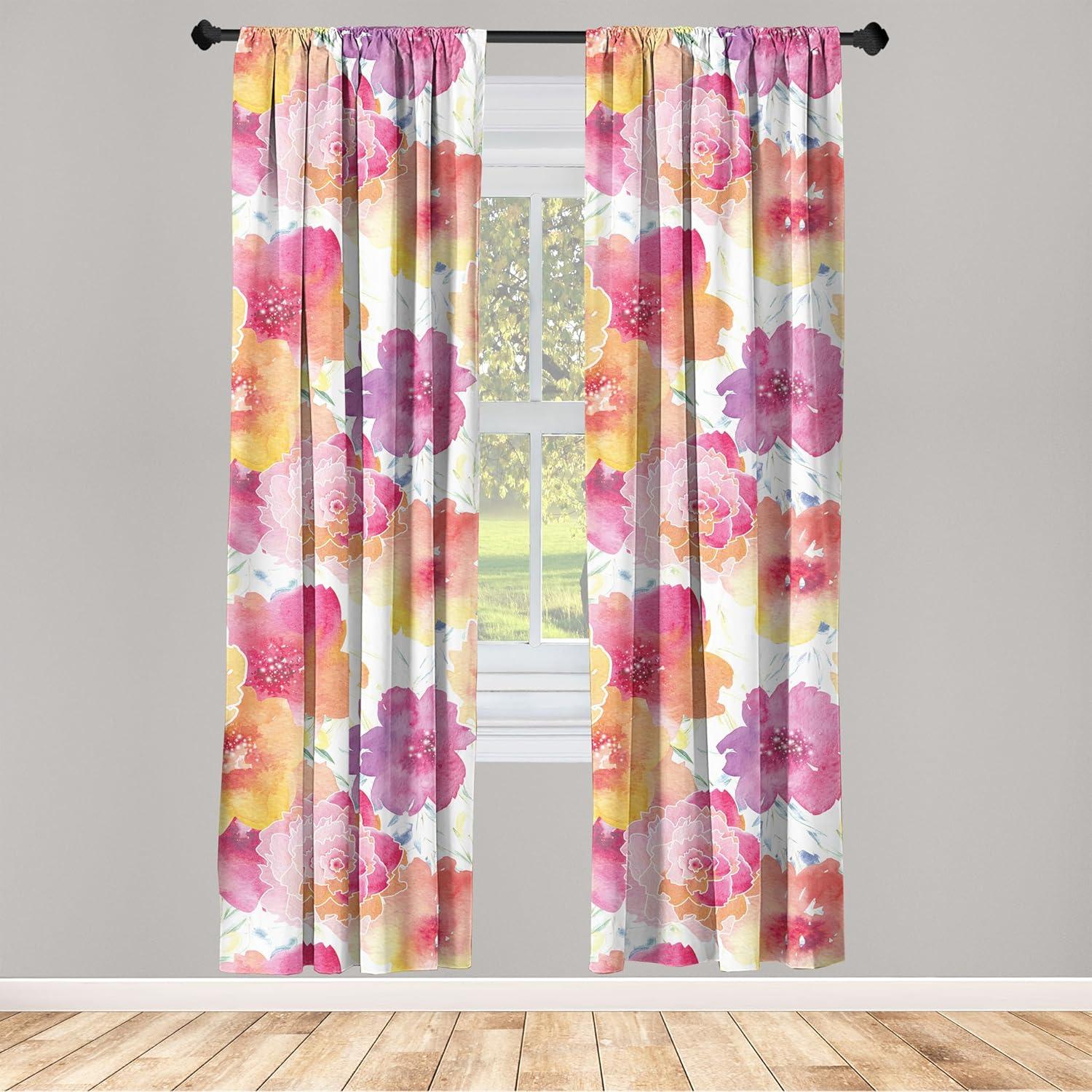 imageAmbesonne Floral Curtains Fashion Design Garden Artwork of Repetitive Red Peony Flowers Neutral Window Treatments 2 Panel Set for Living Room Bedroom Pair of 28 x 84 Dark Coral Pale CaramelDried Rose Pastel Brown