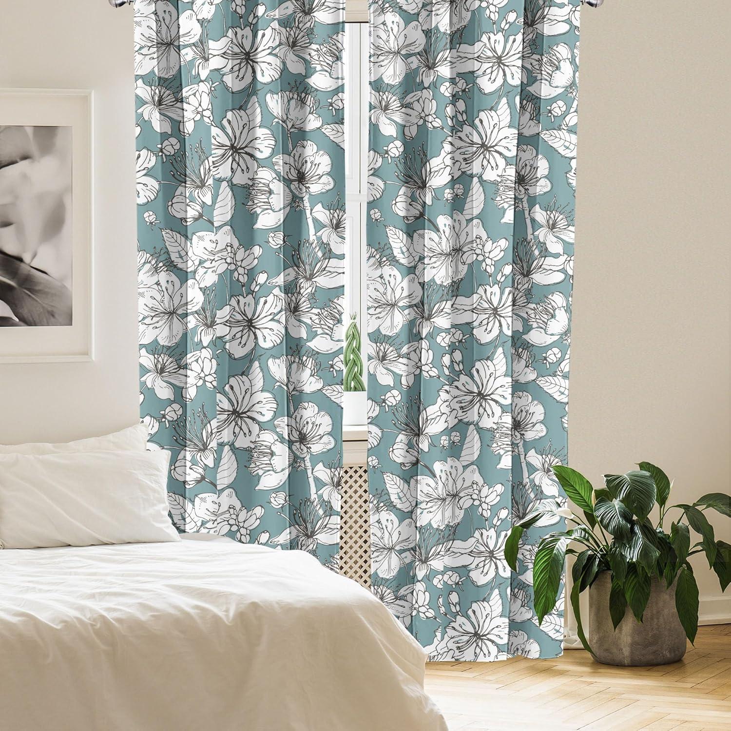 imageAmbesonne Floral Curtains Fashion Design Garden Artwork of Repetitive Red Peony Flowers Neutral Window Treatments 2 Panel Set for Living Room Bedroom Pair of 28 x 84 Dark Coral Pale CaramelPale Blue Grey White