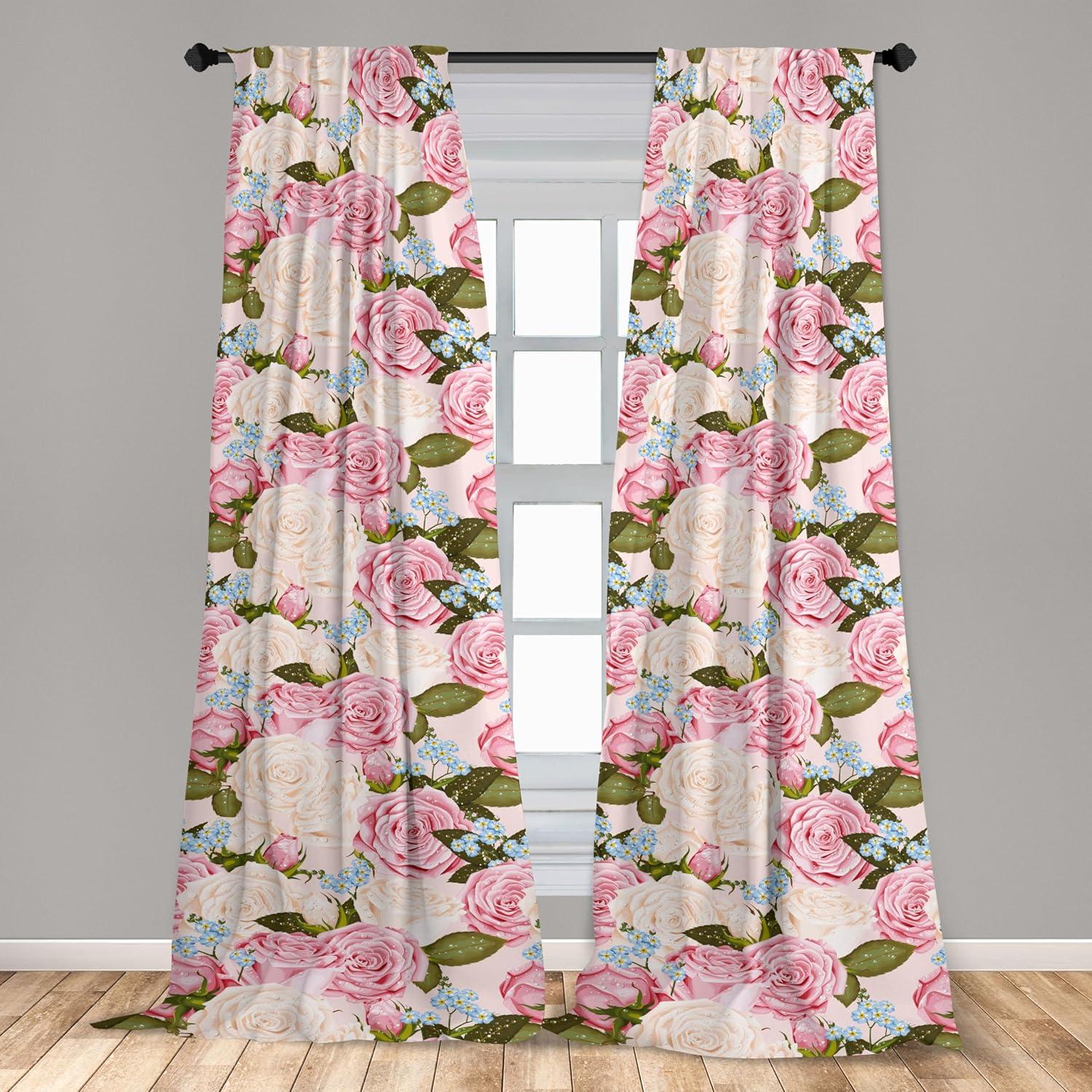 imageAmbesonne Floral Curtains Fashion Design Garden Artwork of Repetitive Red Peony Flowers Neutral Window Treatments 2 Panel Set for Living Room Bedroom Pair of 28 x 84 Dark Coral Pale CaramelSage Green and Dark Coral